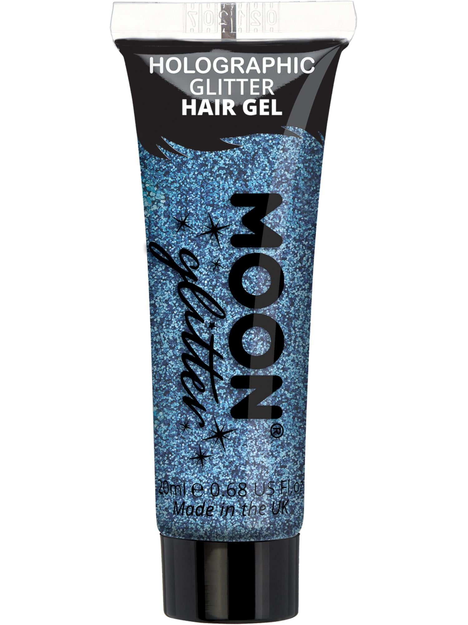 Moon Creations Holographic Glitter Hair Gel, Blue, Single, 20ml
