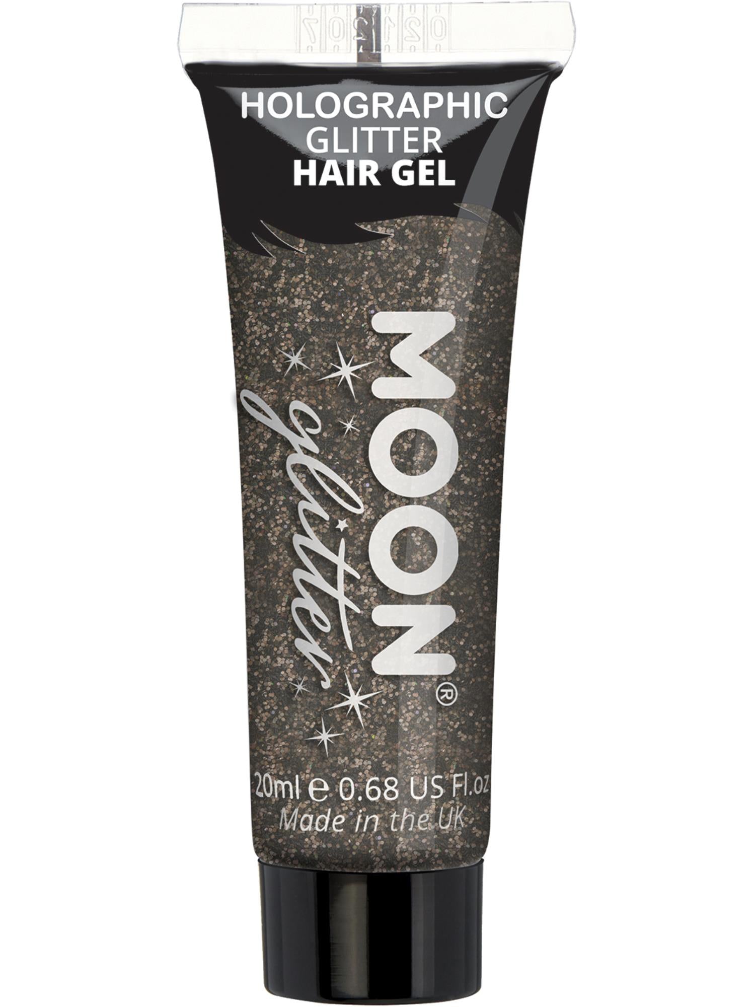 Moon Creations Holographic Glitter Hair Gel, Black, Single, 20ml