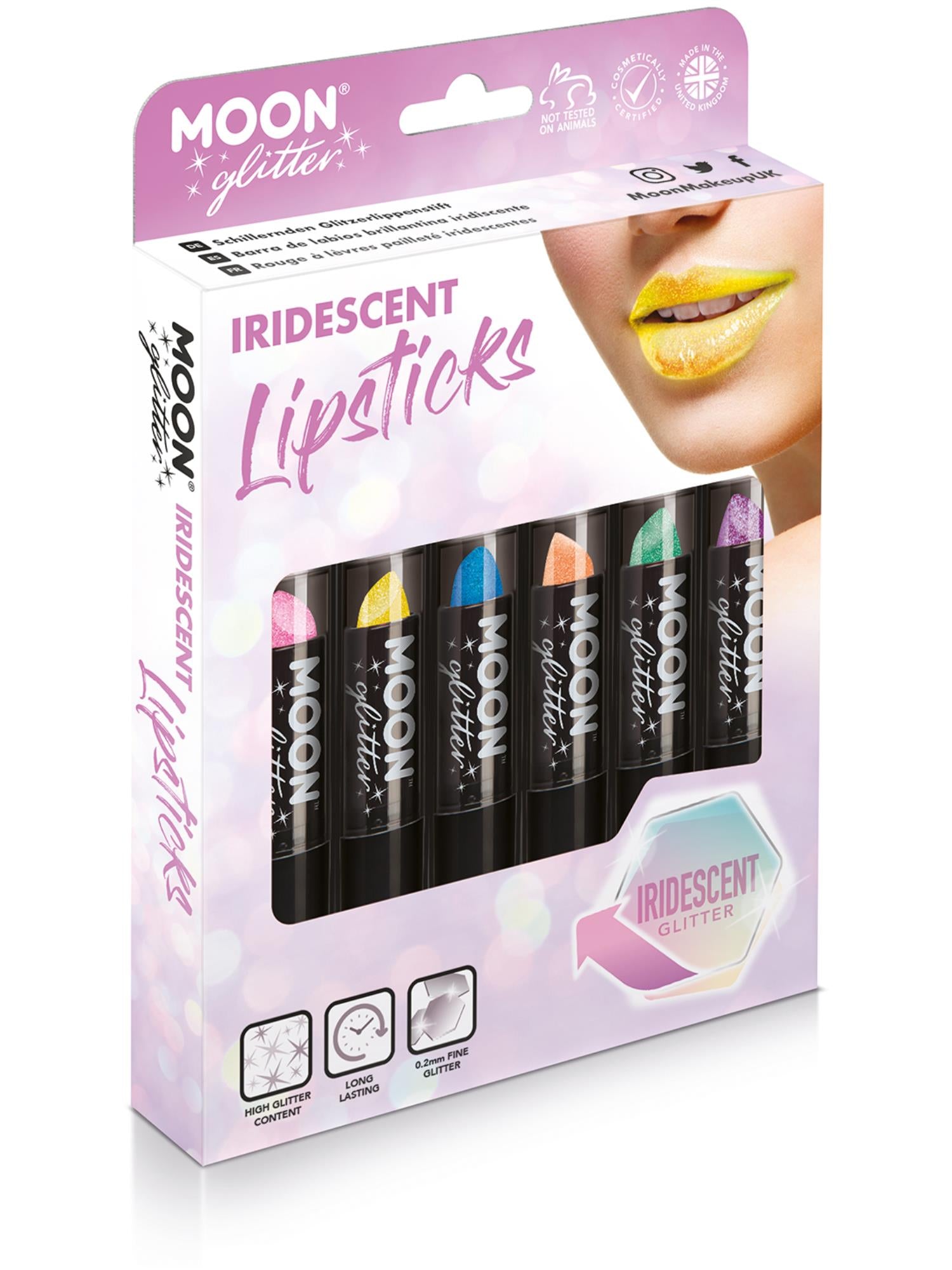 Moon Creations Iridescent Glitter Lipstick, Assorted, Boxset, 4.2g