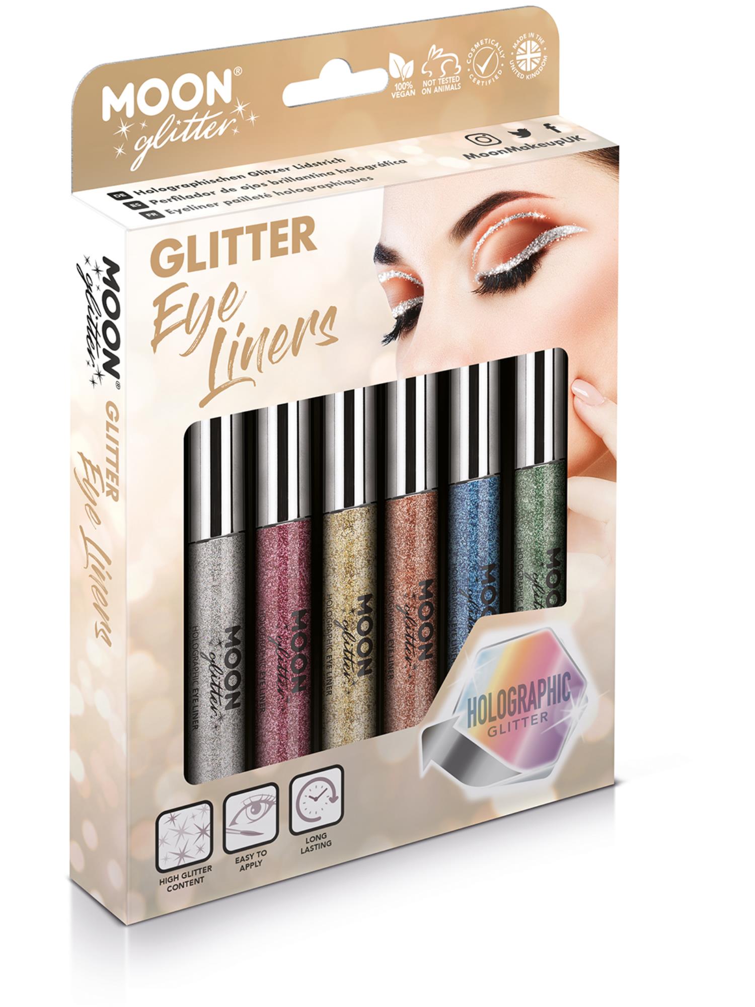 Moon Creations Holographic Glitter Eye Liner, Assort, Boxset, 10ml