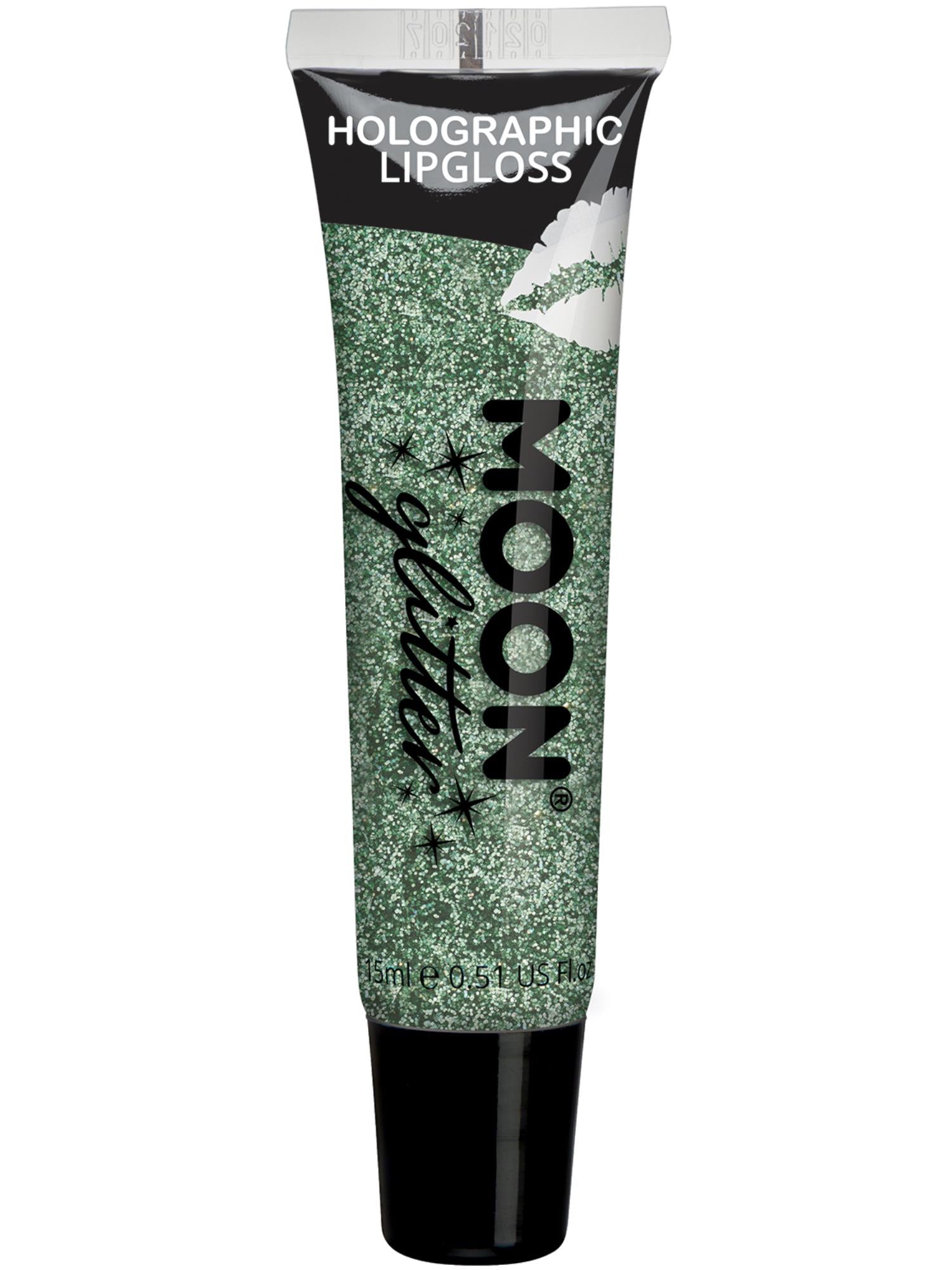 Moon Creations Holographic Glitter Lipgloss, Green, Single, 15ml