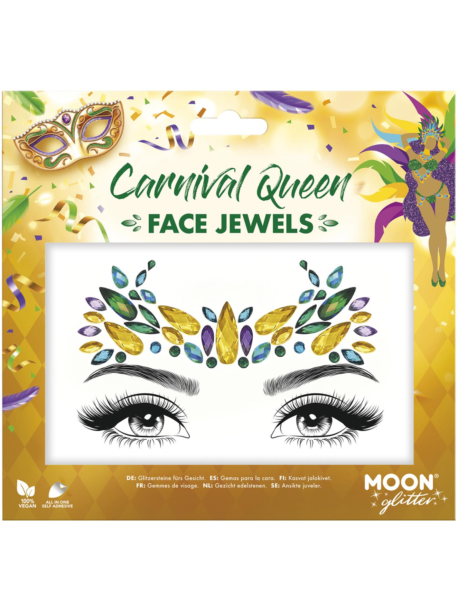 Moon Creations Glitter Face Jewels, Carnival Queen