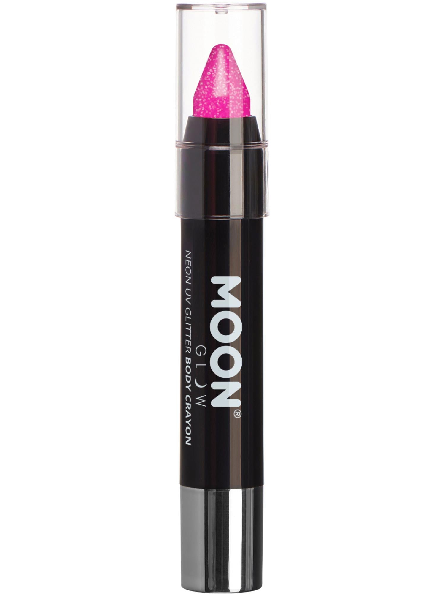 Moon Creations Glow Neon UV Glitter Body Crayons, Magenta, 3.2g Single
