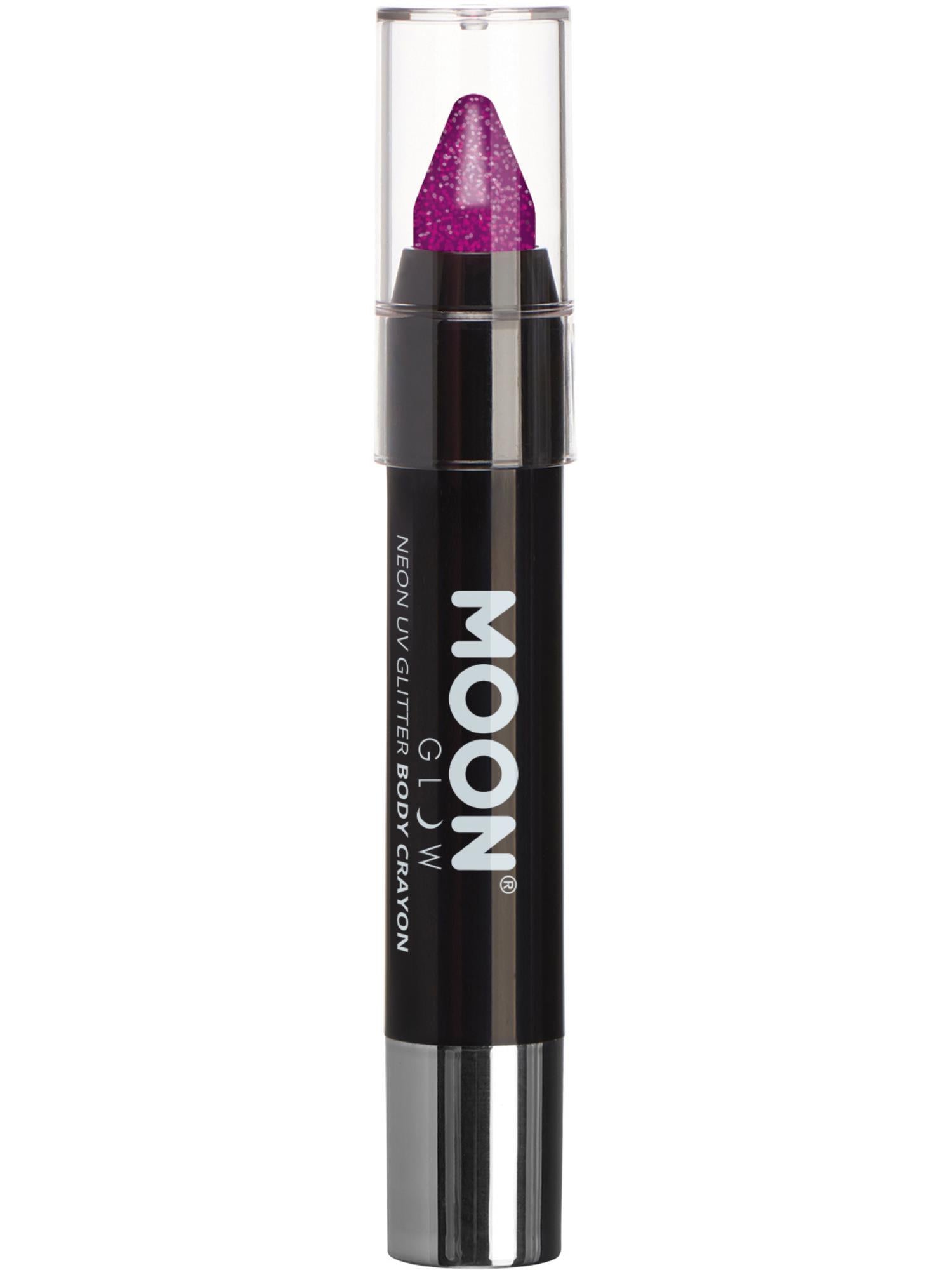 Moon Creations Glow Neon UV Glitter Body Crayons, Purple, 3.2g Single
