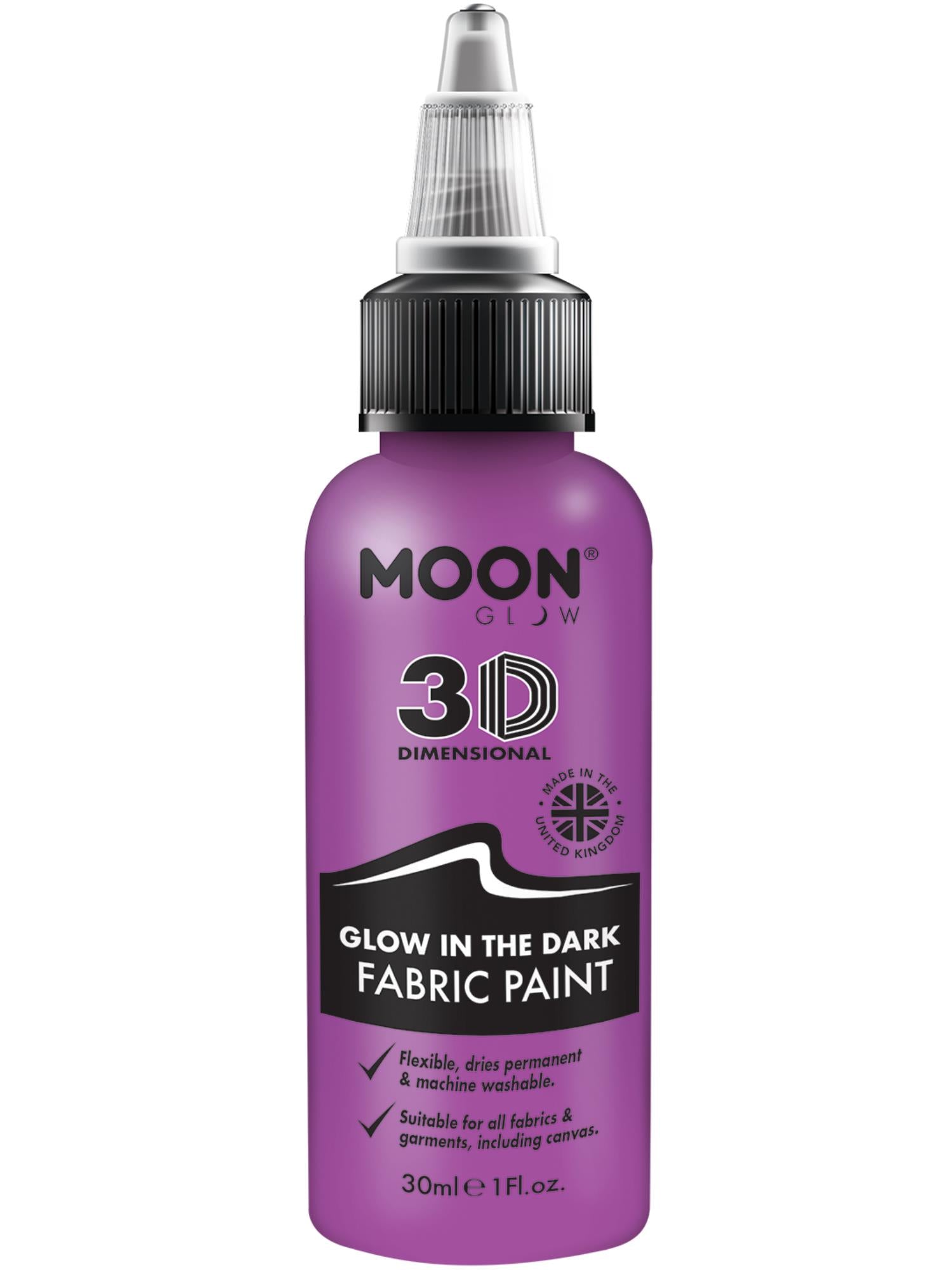 Moon Creations Glow Glow in the Dark Fabric Paint, Purple, 30ml Single