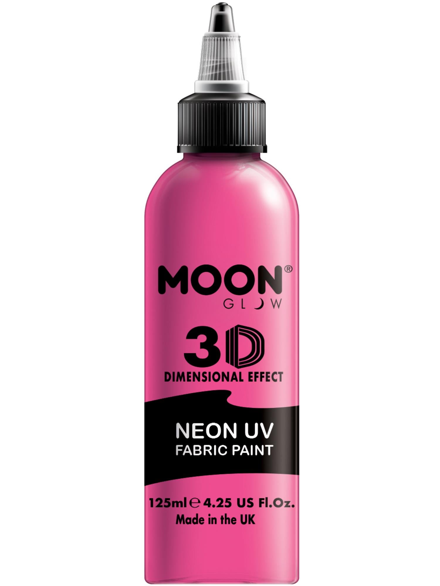 Moon Creations Glow Neon UV Intense Fabric Paint, Pink, 125ml Single