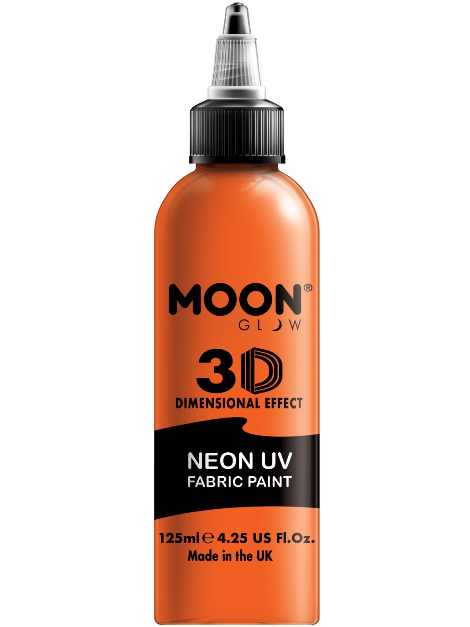Moon Creations Glow Neon UV Intense Fabric Paint, Orange, 125ml Single
