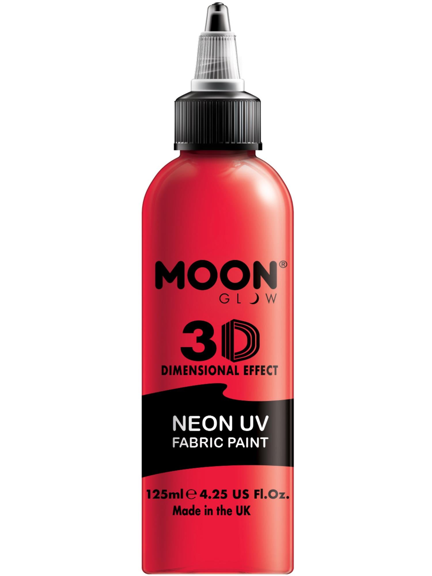 Moon Creations Glow Neon UV Intense Fabric Paint, Red, 125ml Single
