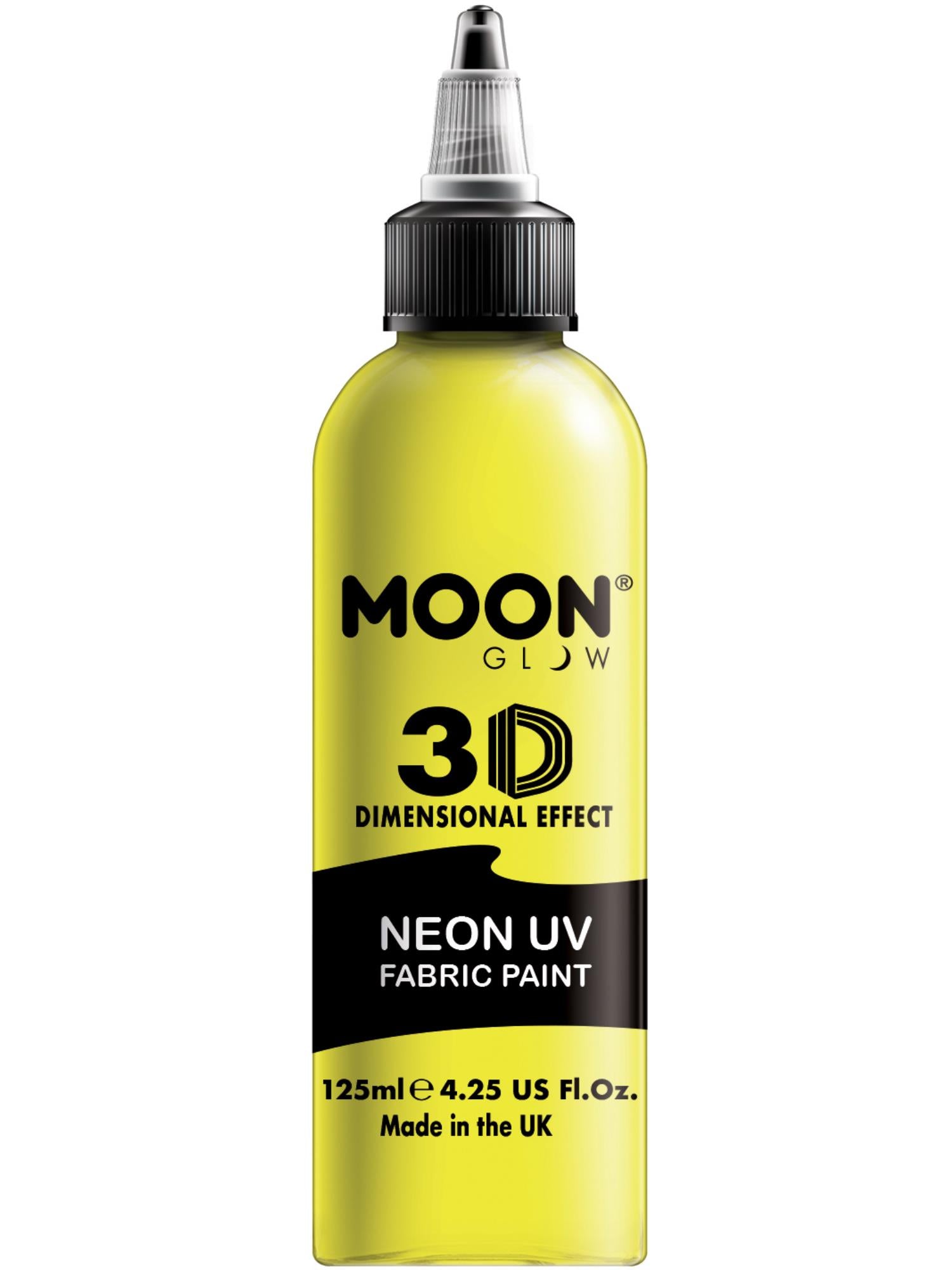Moon Creations Glow Neon UV Intense Fabric Paint, Yellow, 125ml Single
