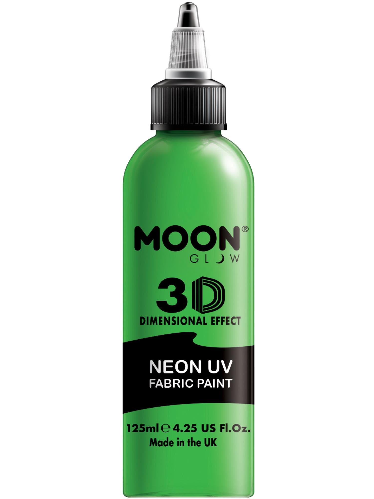 Moon Creations Glow Neon UV Intense Fabric Paint, Green, 125ml Single