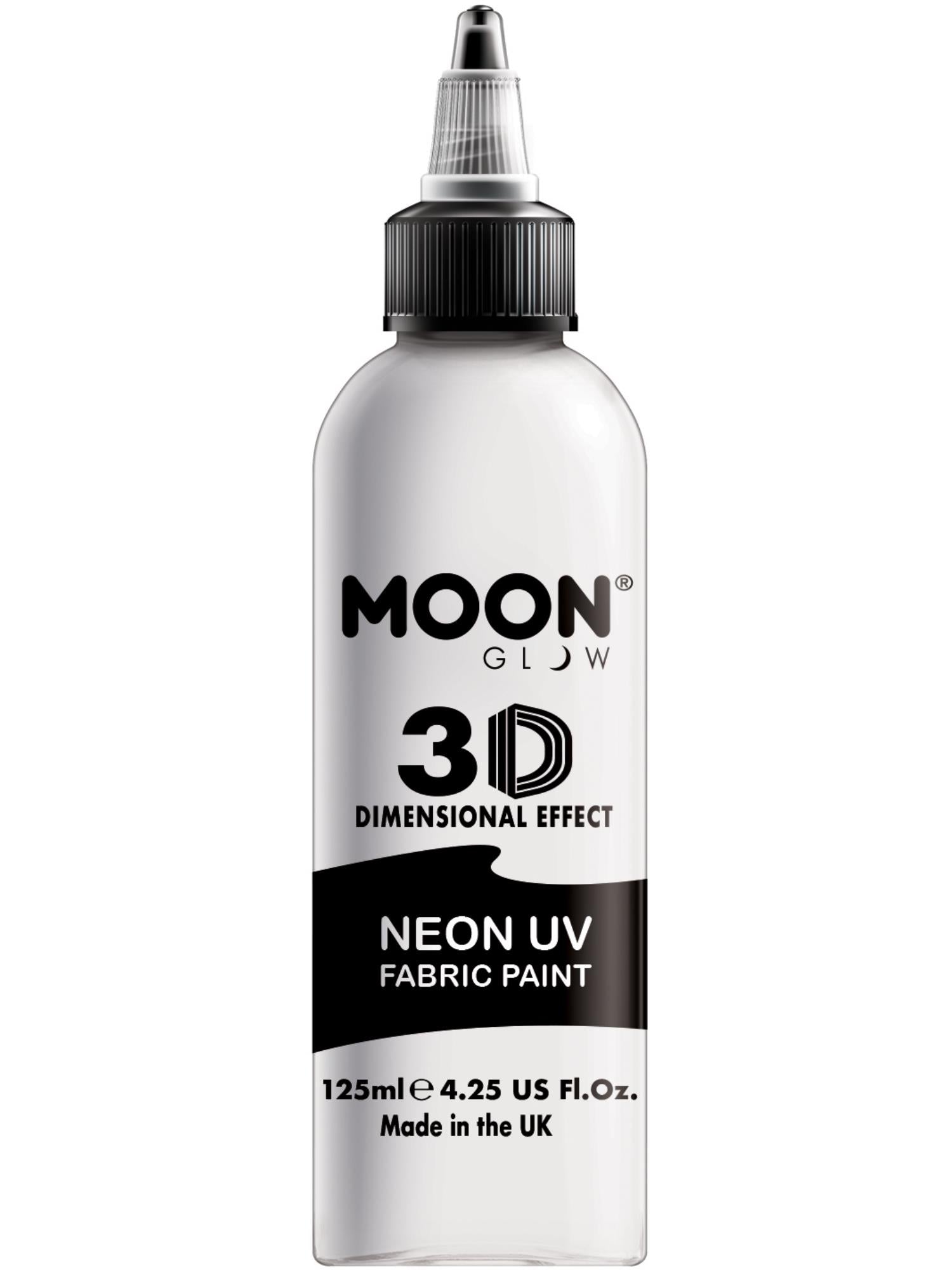 Moon Creations Glow Neon UV Intense Fabric Paint, White, 125ml Single