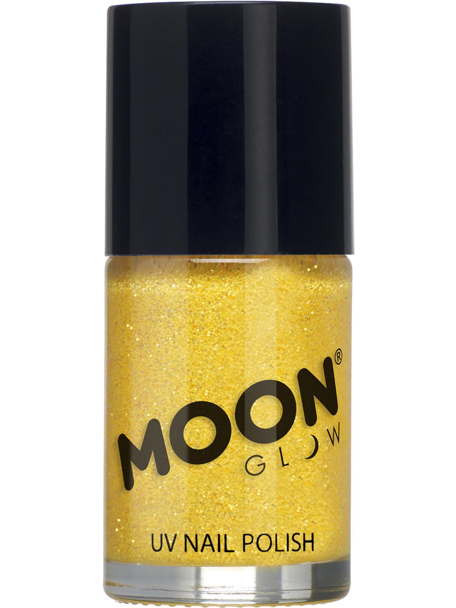Moon Creations Glow Neon UV Glitter Nail Polish, Golden, 14ml Single