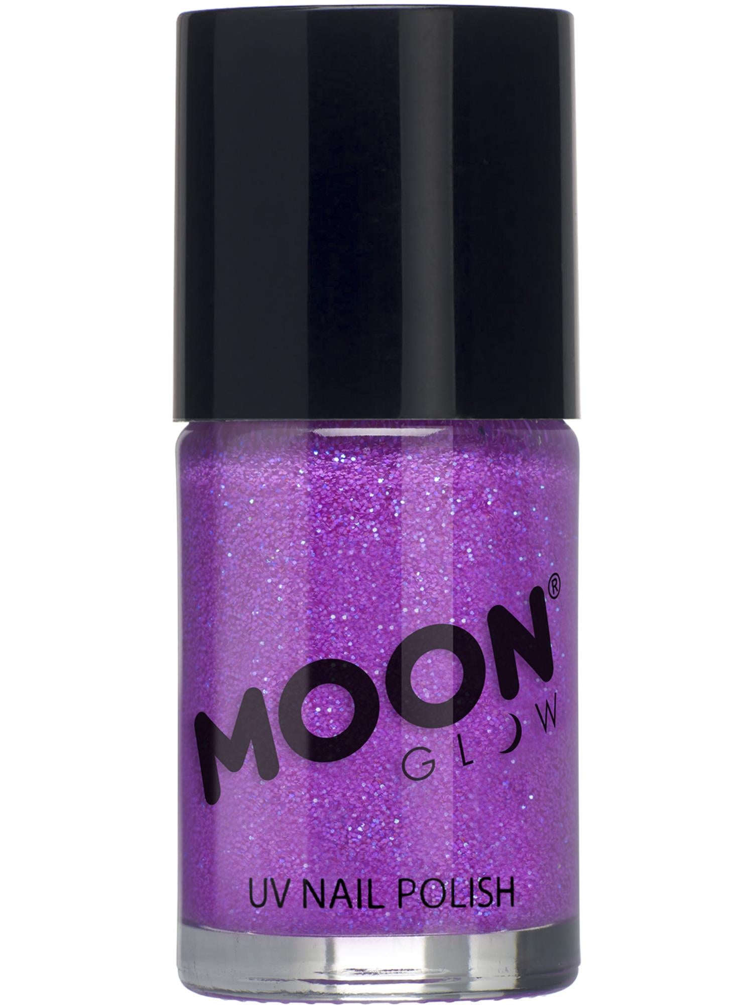 Moon Creations Glow Neon UV Glitter Nail Polish, Purple, 14ml Single
