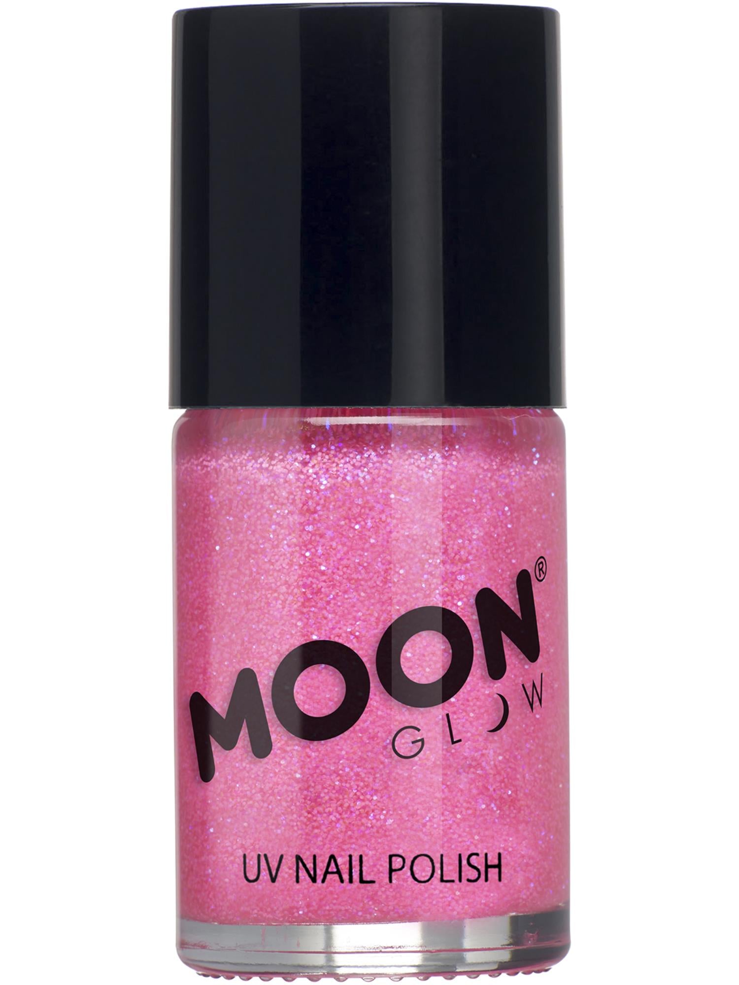 Moon Creations Glow Neon UV Glitter Nail Polish, Magenta, 14ml Single