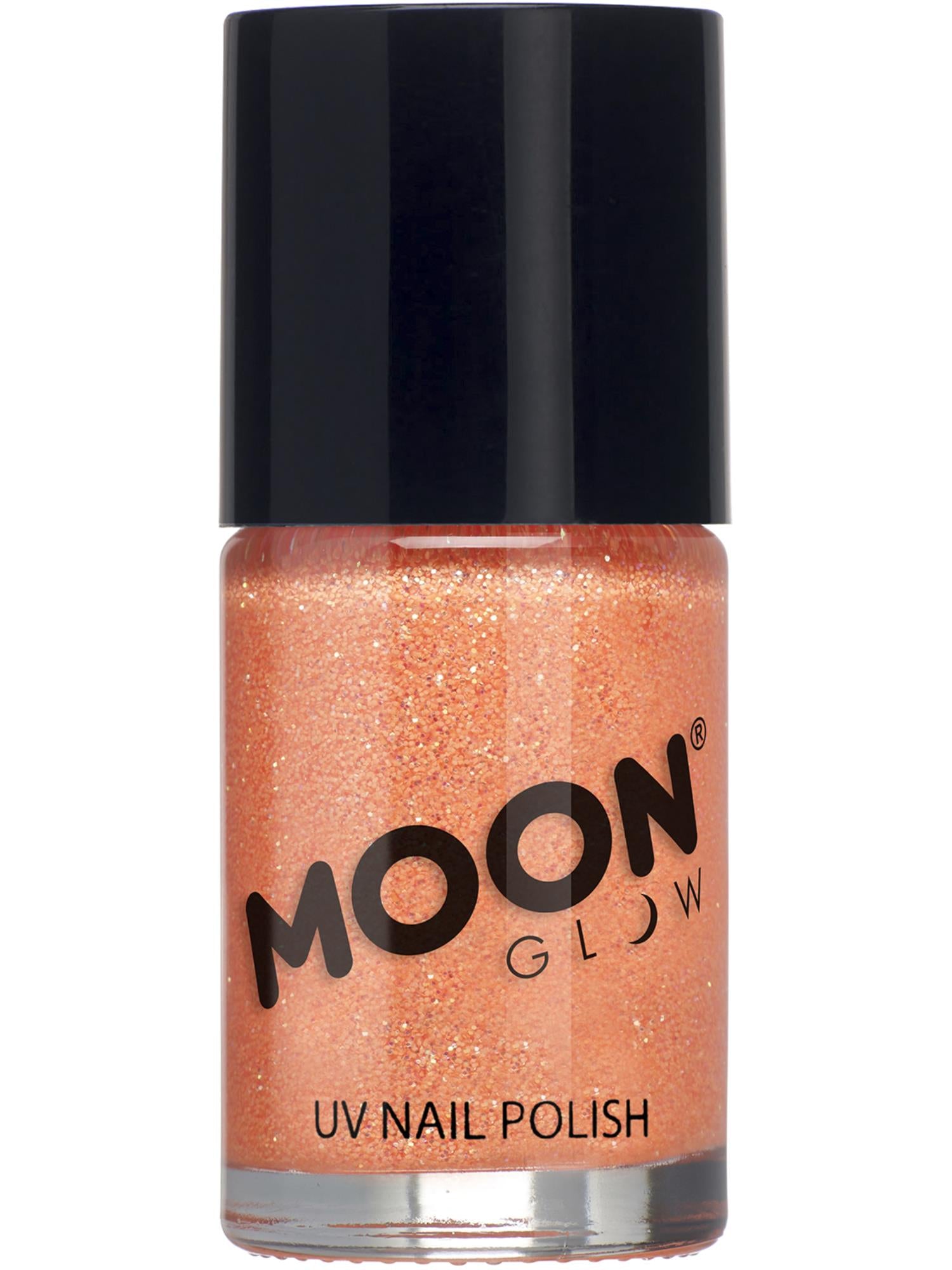 Moon Creations Glow Neon UV Glitter Nail Polish, Orange, 14ml Single