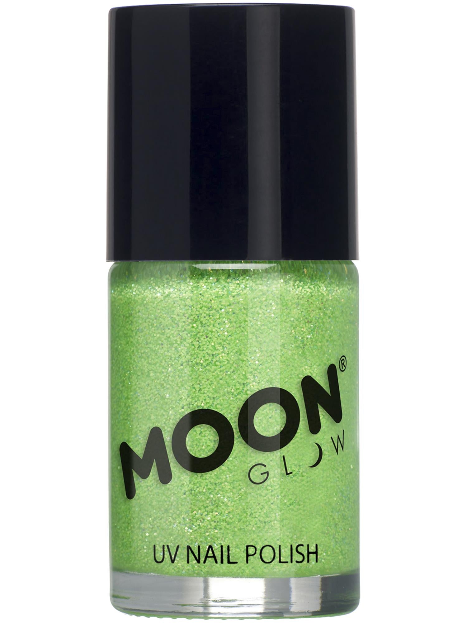 Moon Creations Glow Neon UV Glitter Nail Polish, Green, 14ml Single