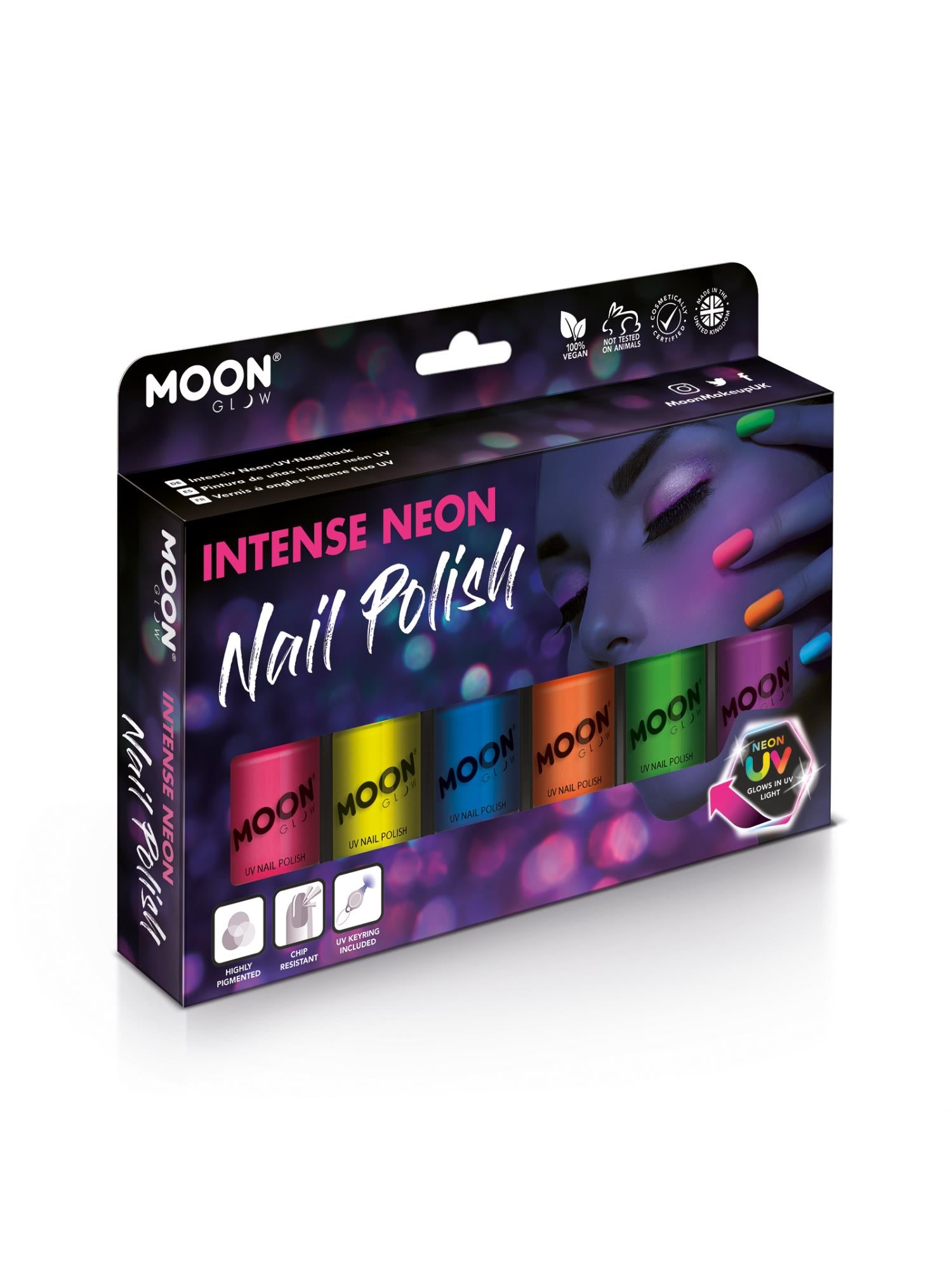 Moon Creations Glow Intense Neon UV Nail Polish, Assorted, Boxset, 14ml