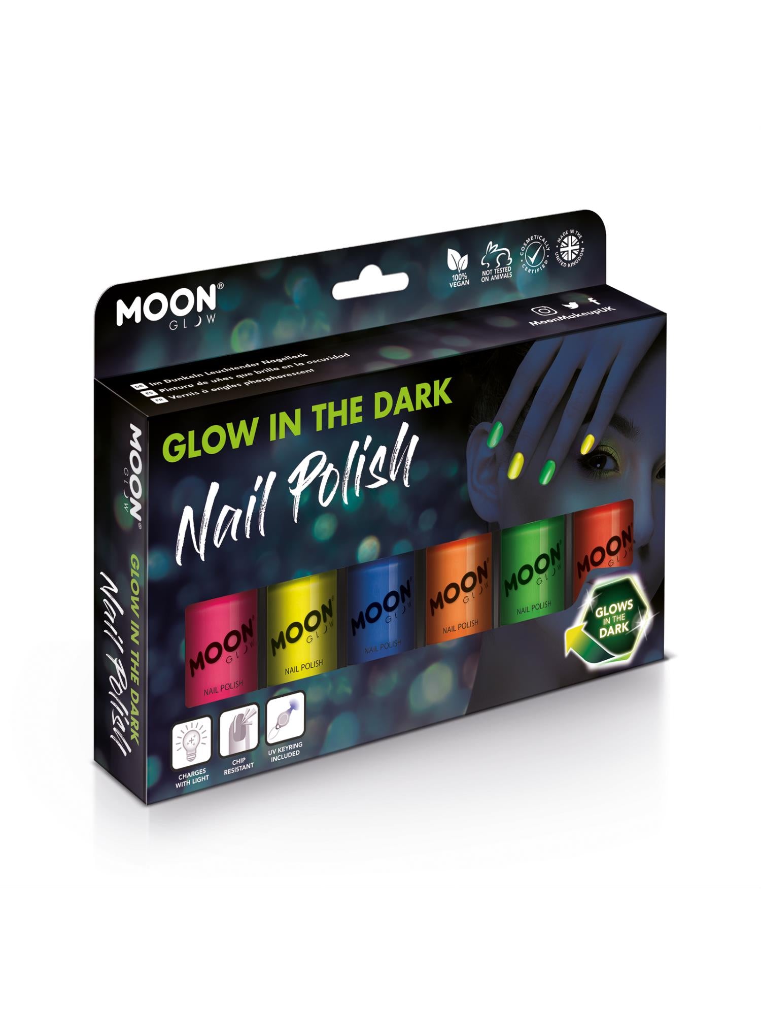 Moon Creations Glow Glow in the Dark Nail Polish, Assorted, 14ml Boxset