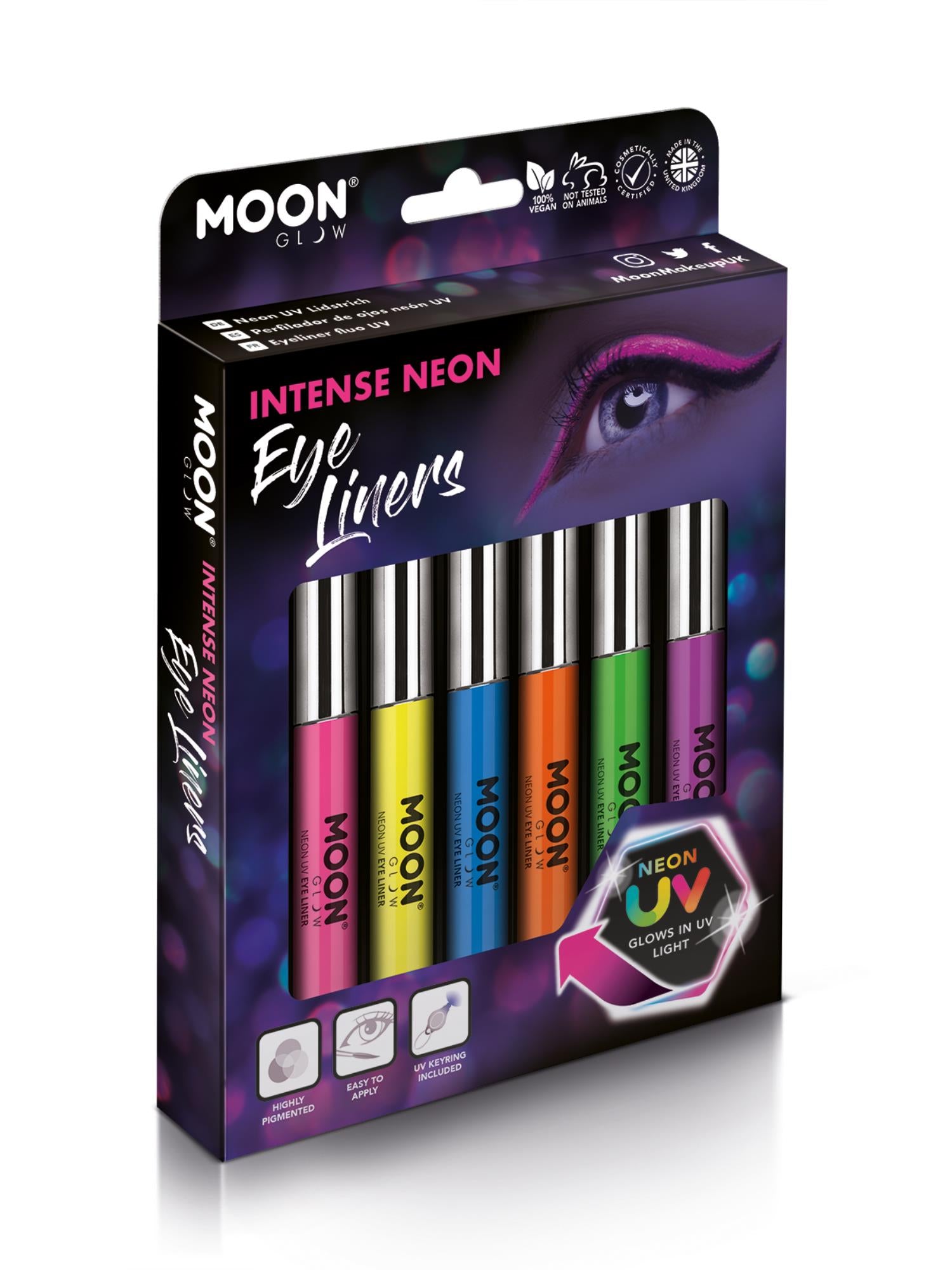 Moon Creations Glow Intense Neon UV Eye Liner, Assorted, Boxset, 10ml