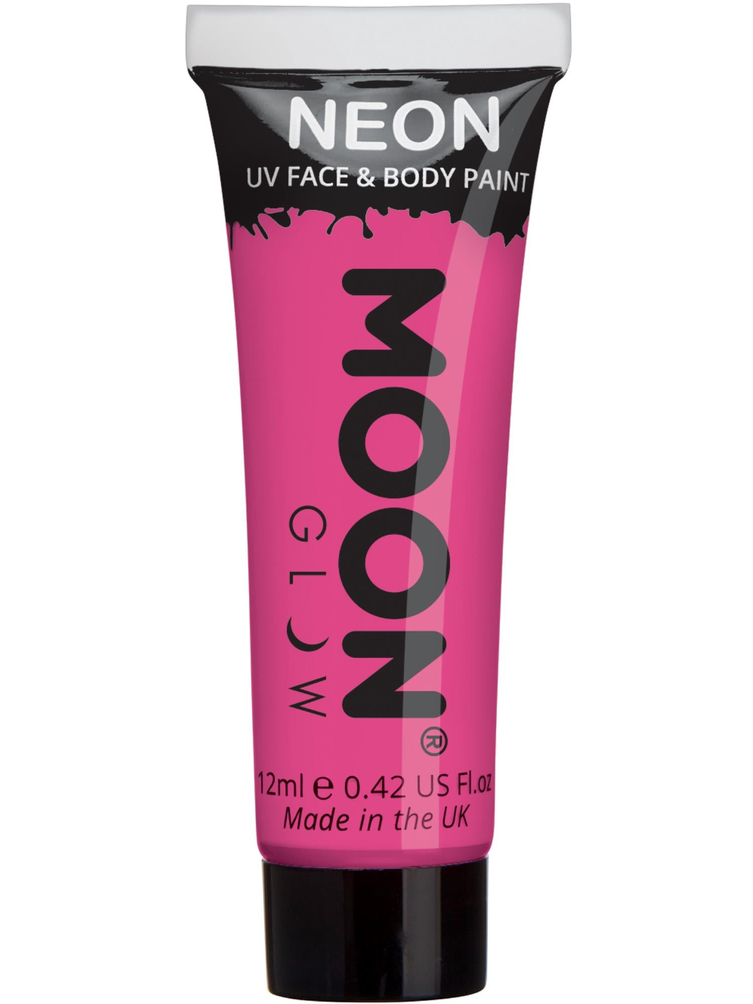 Moon Creations Glow Intense Neon UV Face Paint, Intense Pink, Single, 12ml