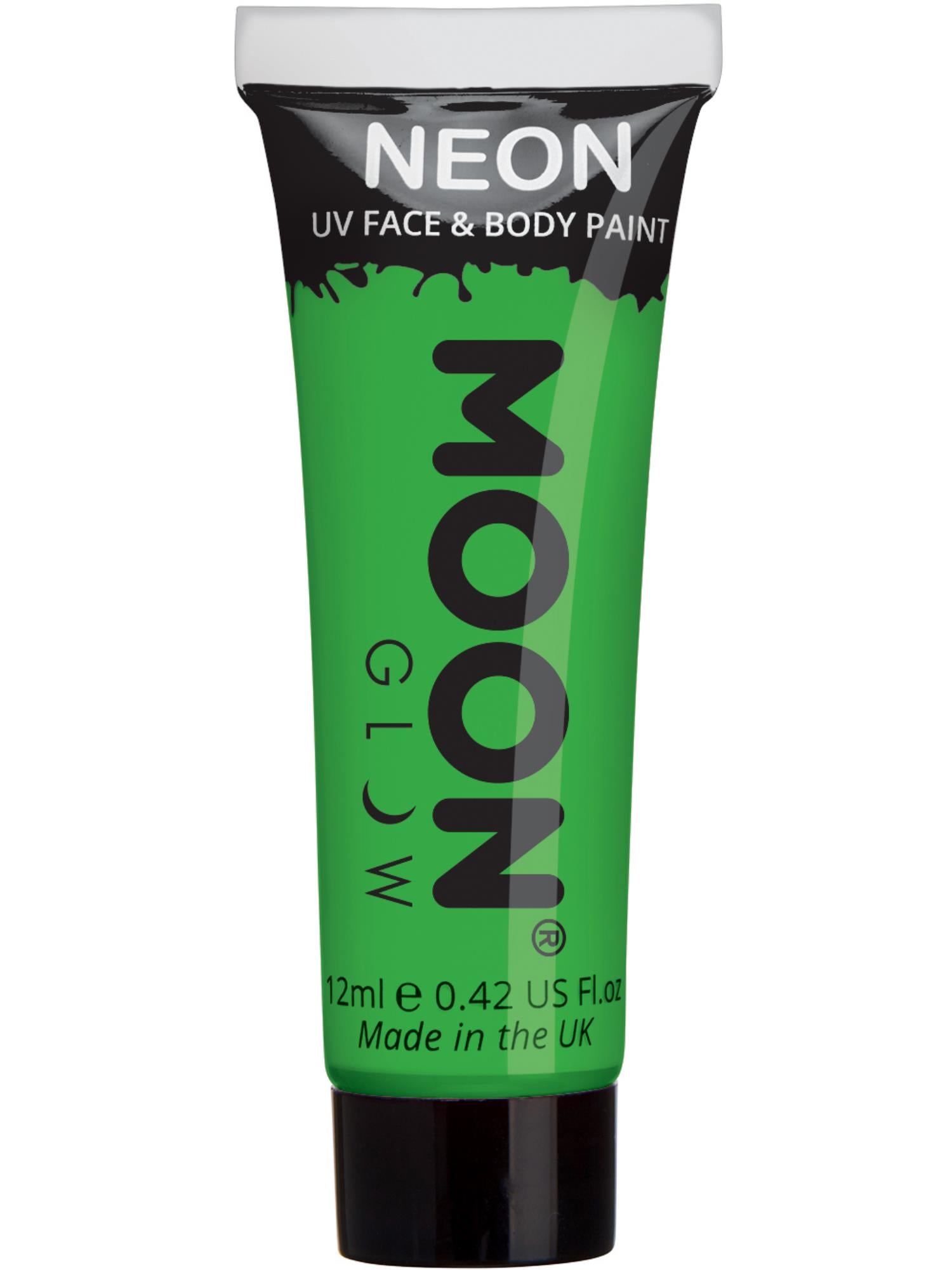 Moon Creations Glow Intense Neon UV Face Paint, Intense Gree, Single, 12ml