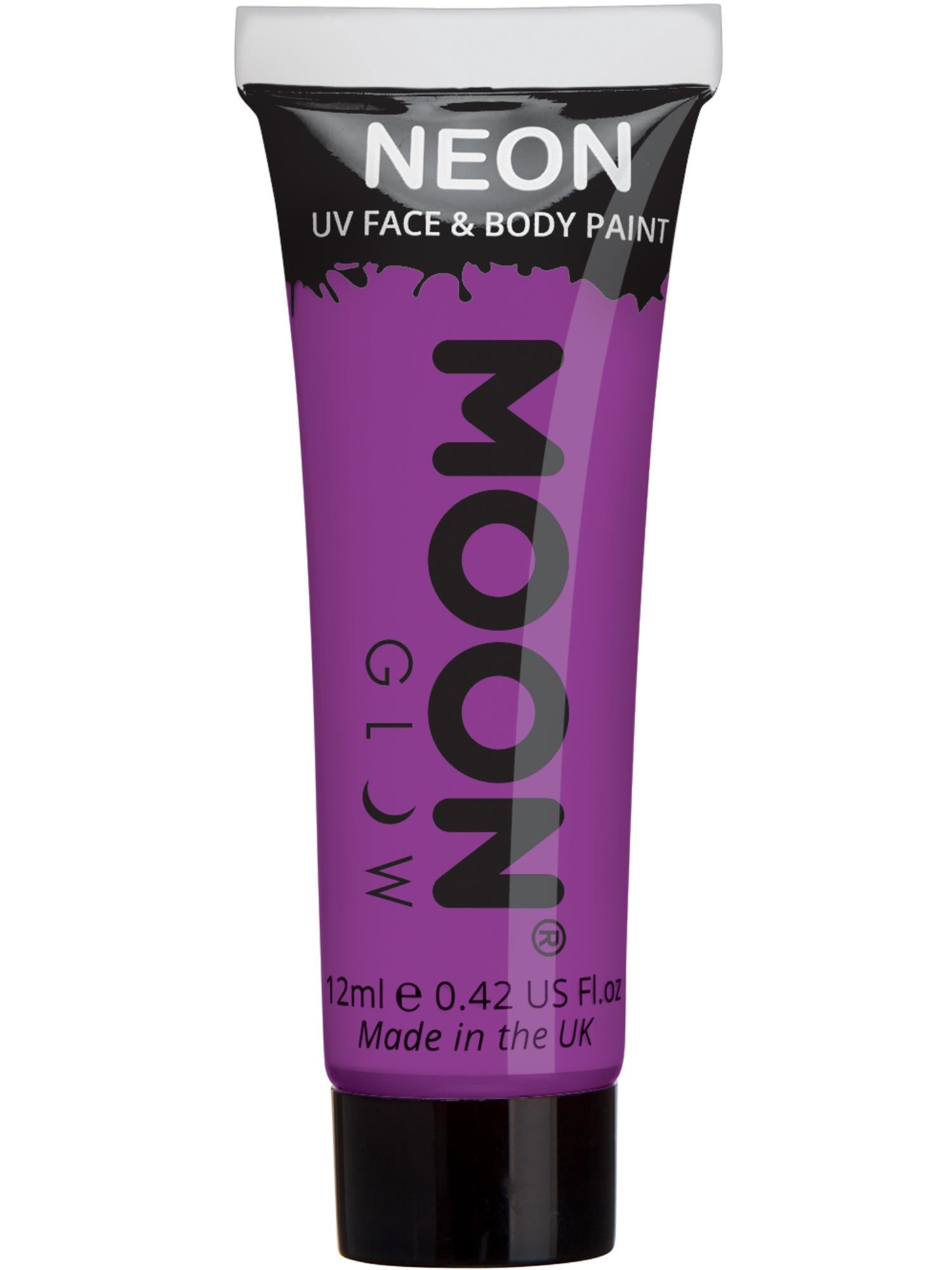 Moon Creations Glow Intense Neon UV Face Paint, Intense Purp, Single, 12ml