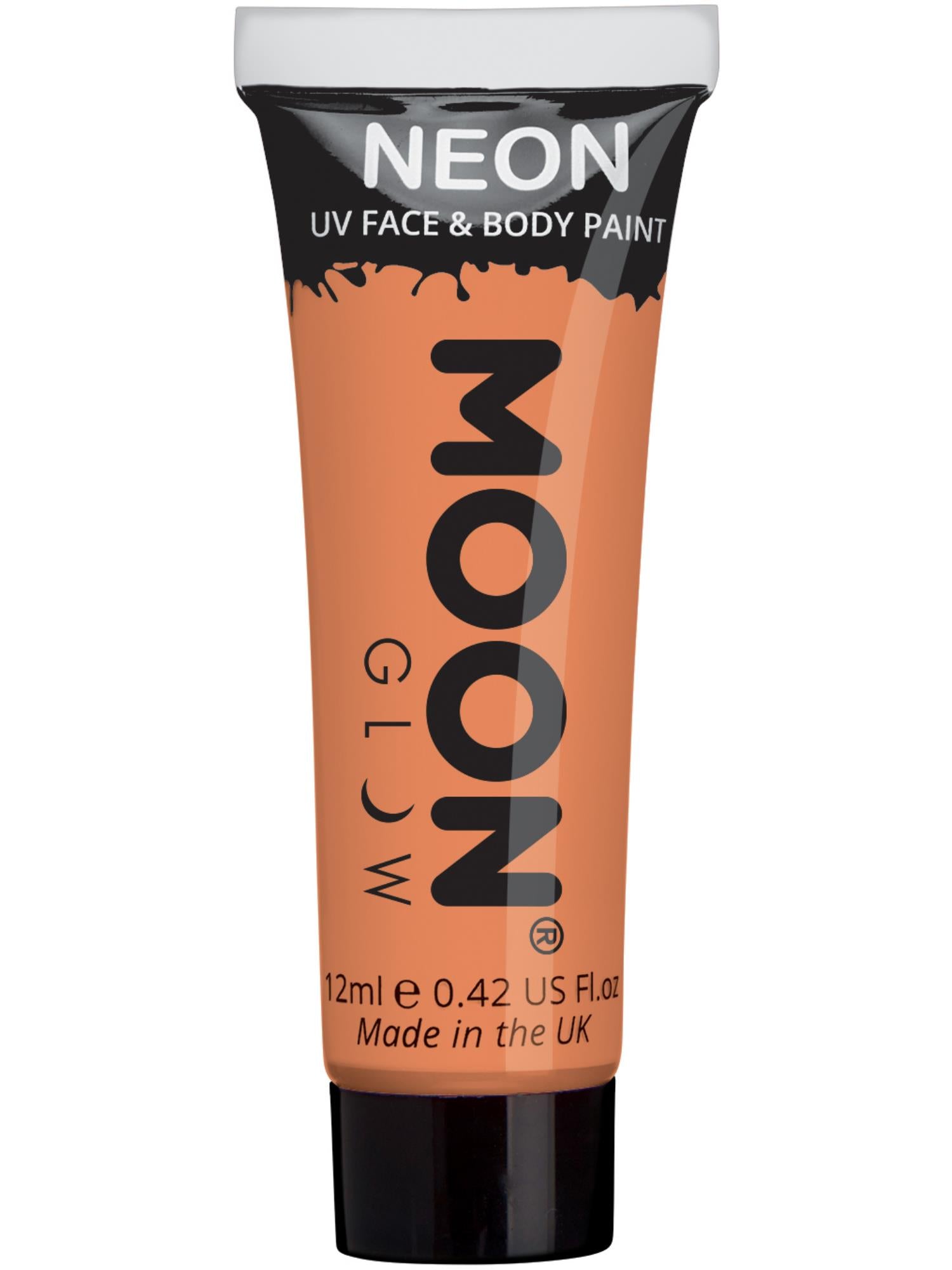 Moon Creations Glow Pastel Neon UV Face Paint, Pastel Orange, Single, 12ml