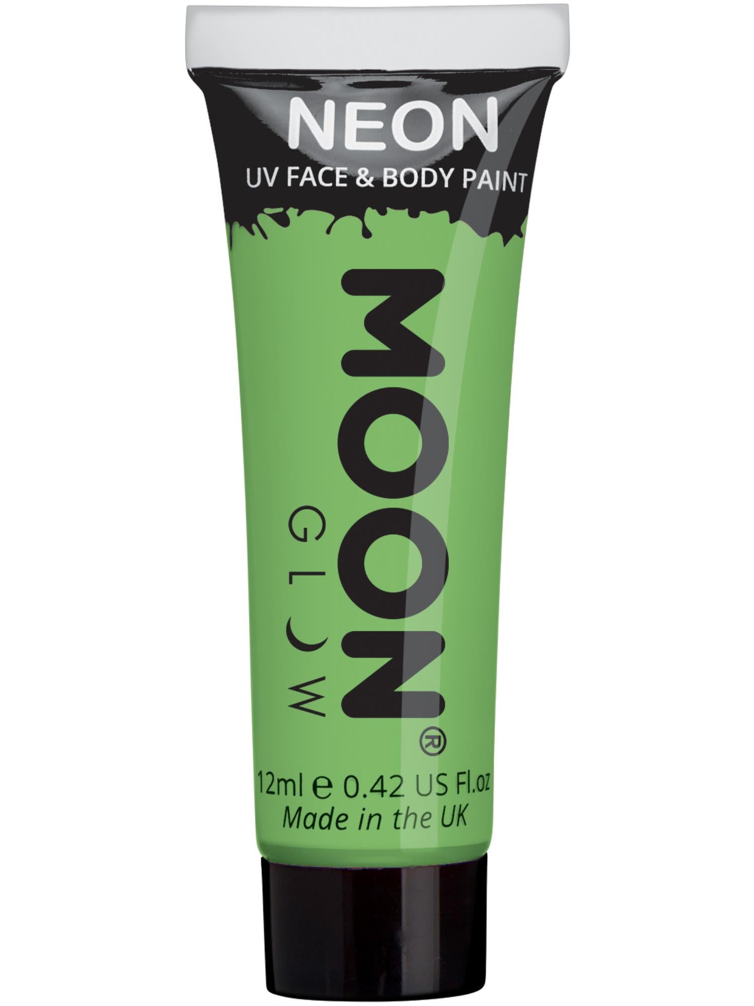 Moon Creations Glow Pastel Neon UV Face Paint, Pastel Green, Single, 12ml