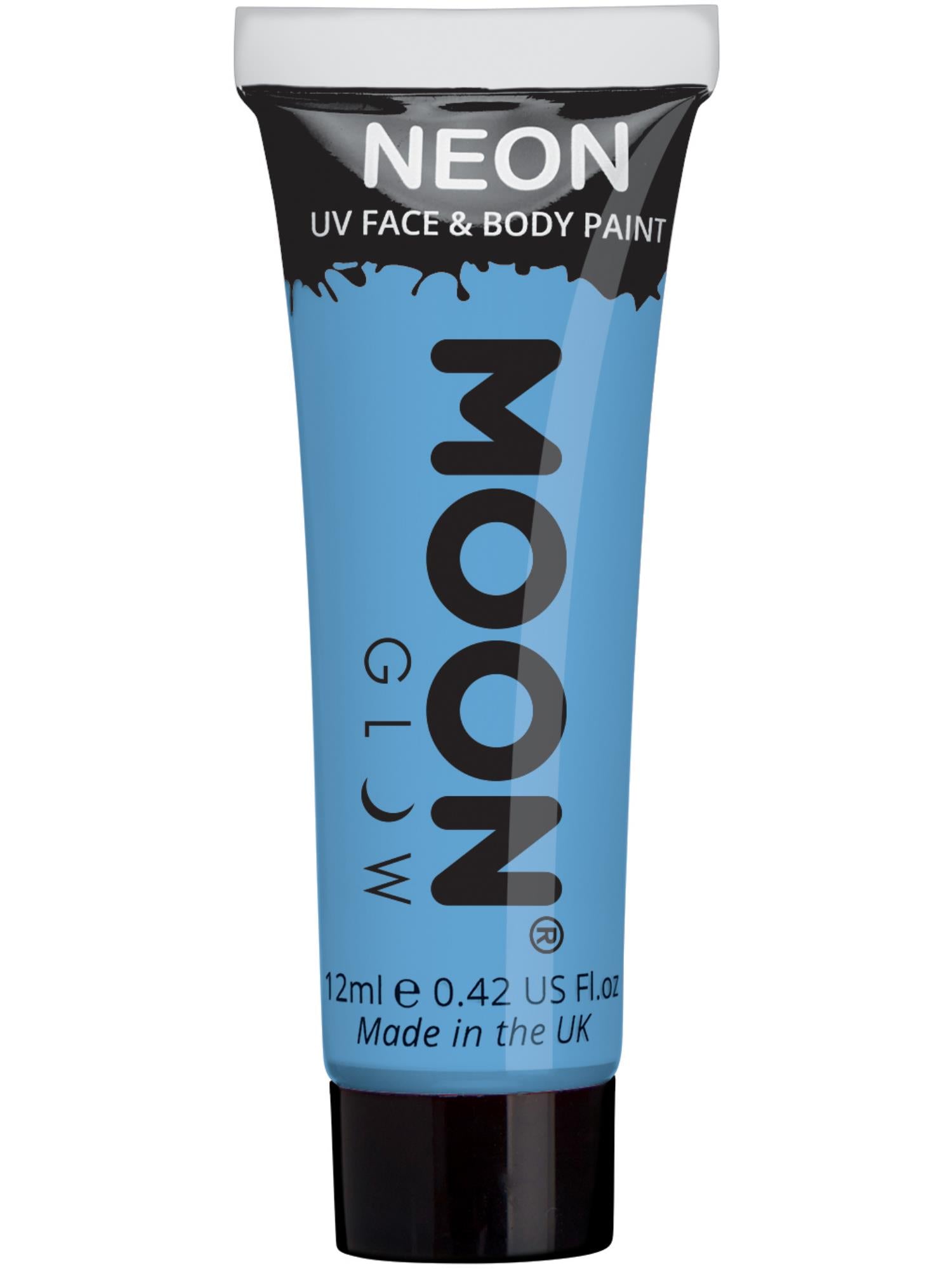Moon Creations Glow Pastel Neon UV Face Paint, Pastel Blue, Single, 12ml