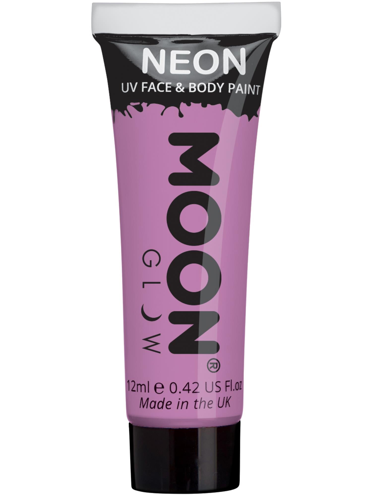 Moon Creations Glow Pastel Neon UV Face Paint, Pastel Lilac, Single, 12ml