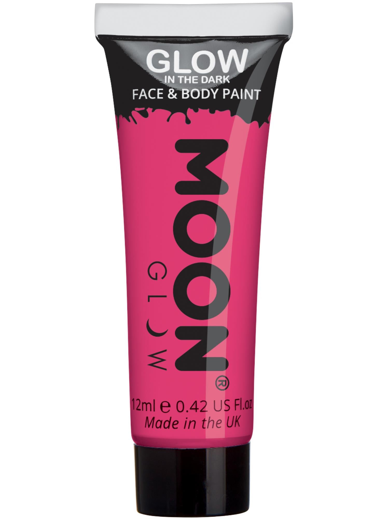 Moon Creations Glow Glow in the Dark Face Paint, Pink, 12ml Single