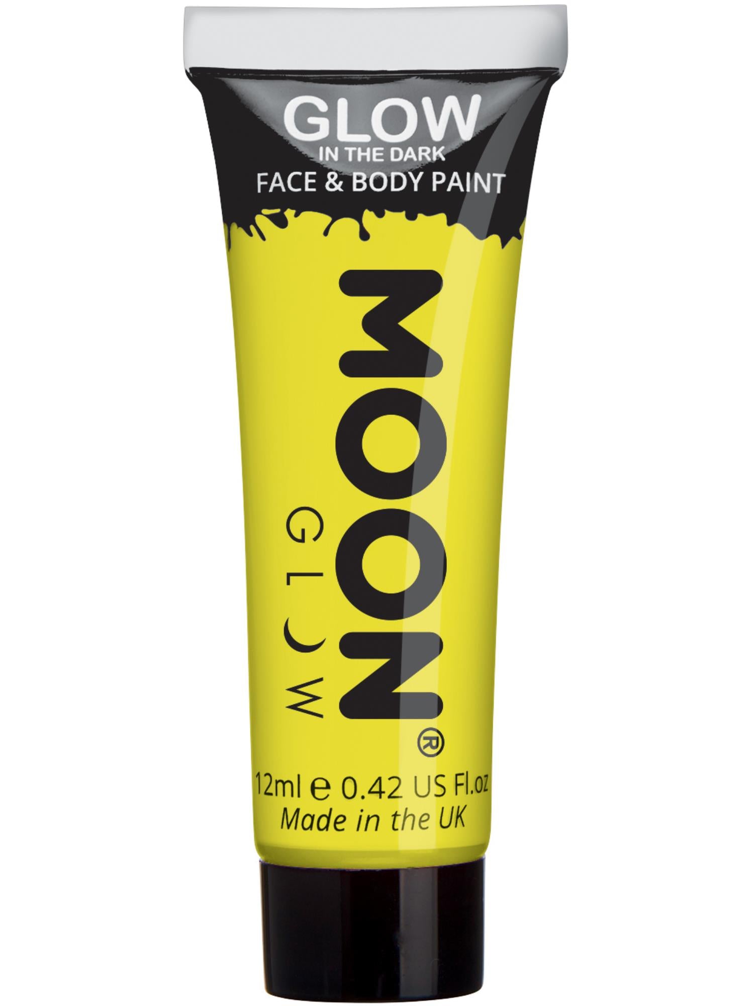 Moon Creations Glow Glow in the Dark Face Paint, Yellow, 12ml Single