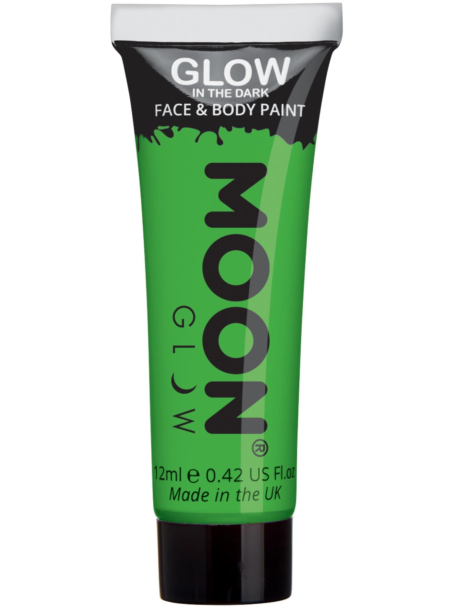 Moon Creations Glow Glow in the Dark Face Paint, Green, 12ml Single