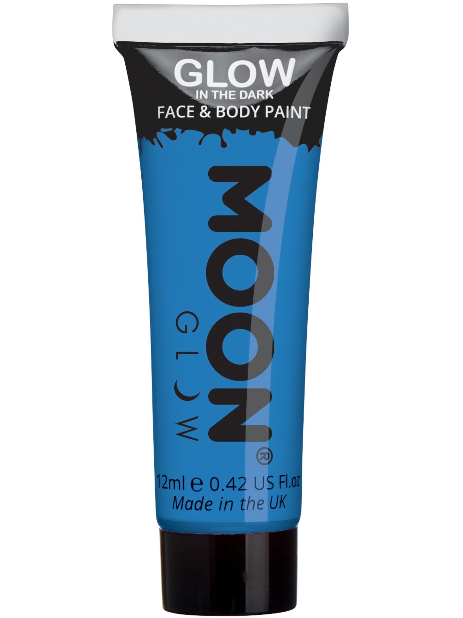 Moon Creations Glow Glow in the Dark Face Paint, Blue, 12ml Single