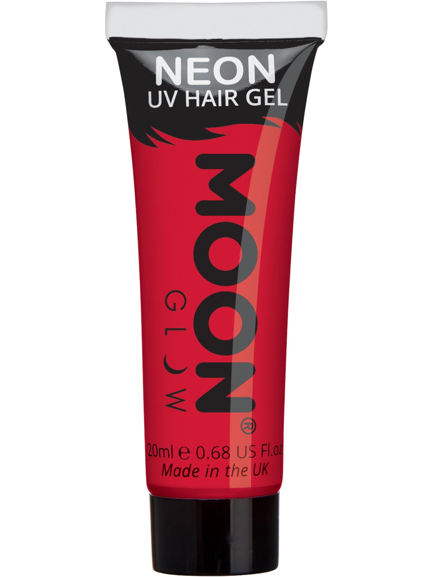 Moon Creations Glow Intense Neon UV Hair Gel, Intense Red, Single, 20ml