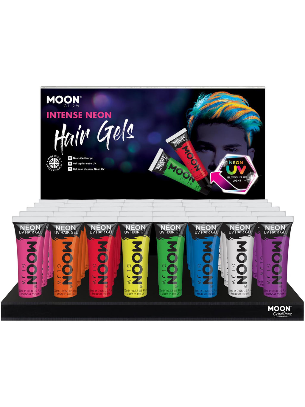 Moon Creations Glow Neon UV Fine Glitter Gel, Golden, Single, 12ml