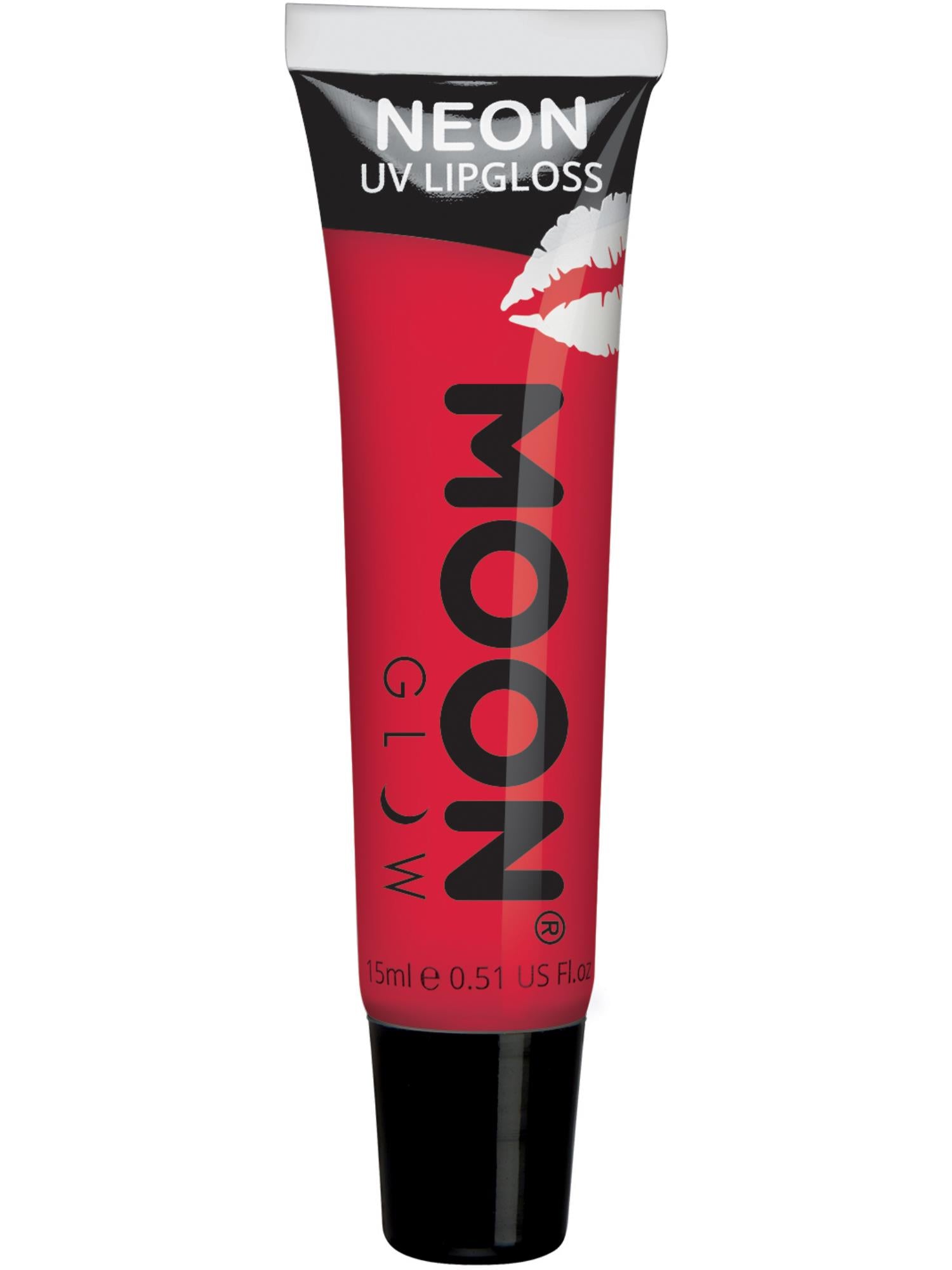 Moon Creations Glow Intense Neon UV Fruity Lipgloss, Red, Strawberry, Single, 15ml