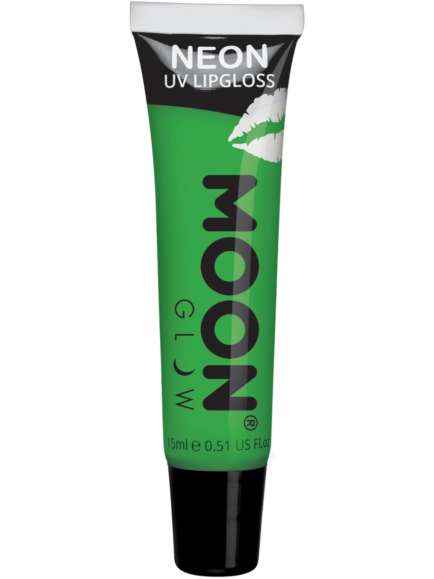 Moon Creations Glow Intense Neon UV Fruity Lipgloss, Green, Apple, Single, 15ml