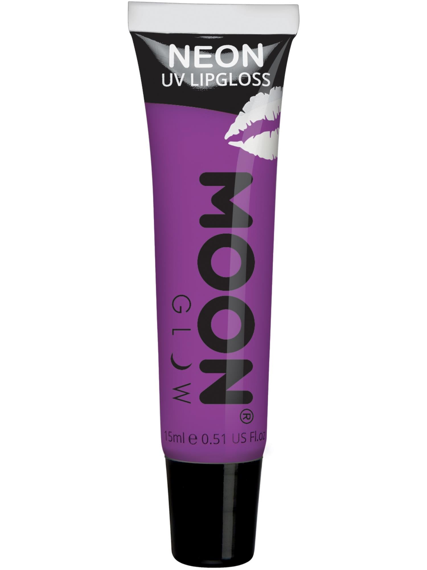 Moon Creations Glow Intense Neon UV Fruity Lipgloss, Purple, Blackcurrant, Single, 15ml