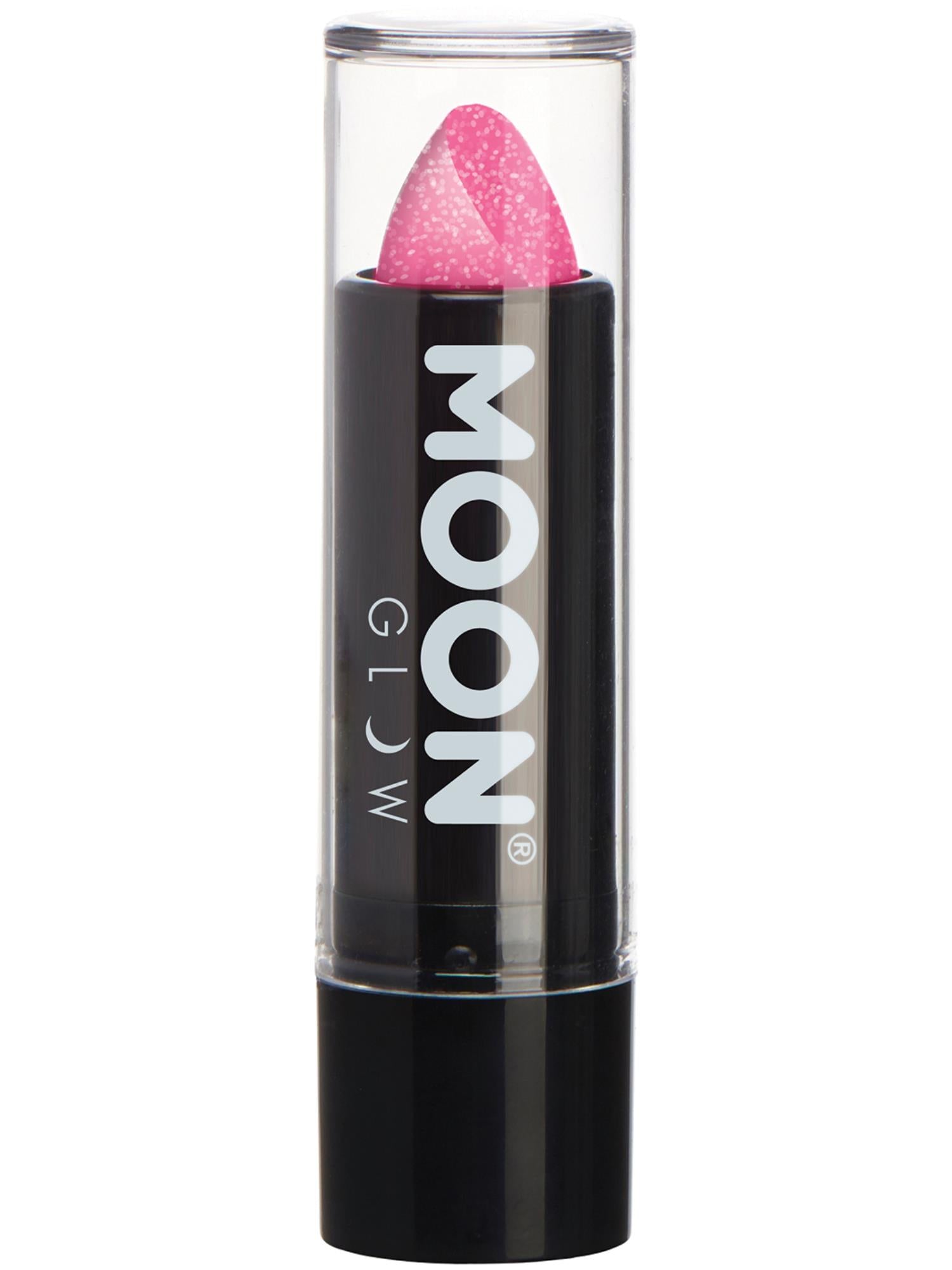 Moon Creations Glow Neon UV Glitter Lipstick, Hot Pink, 4.2g Single