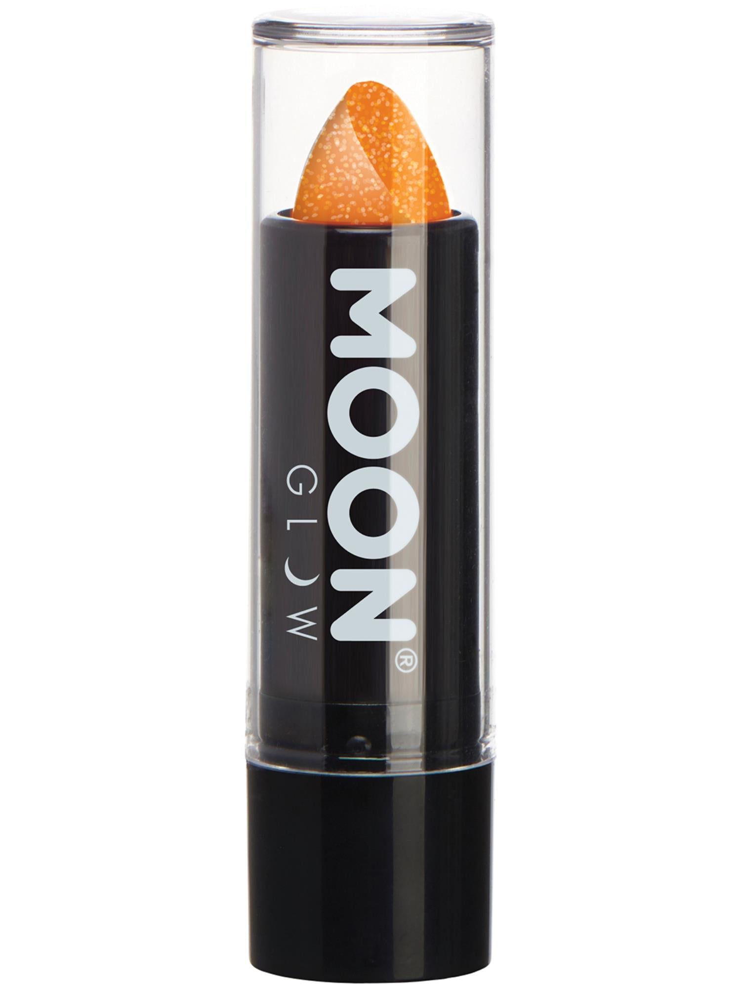Moon Creations Glow Neon UV Glitter Lipstick, Orange, 4.2g Single