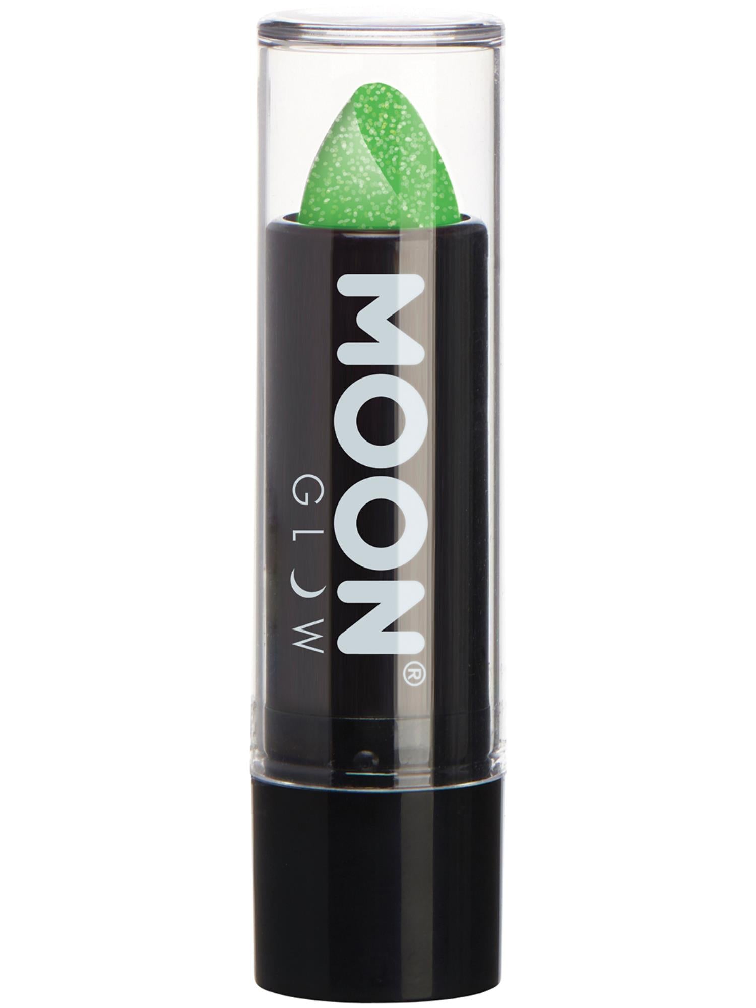 Moon Creations Glow Neon UV Glitter Lipstick, Green, 4.2g Single