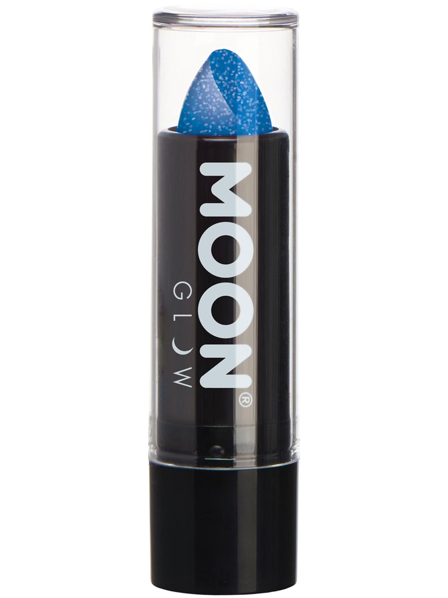 Moon Creations Glow Neon UV Glitter Lipstick, Blue, 4.2g Single