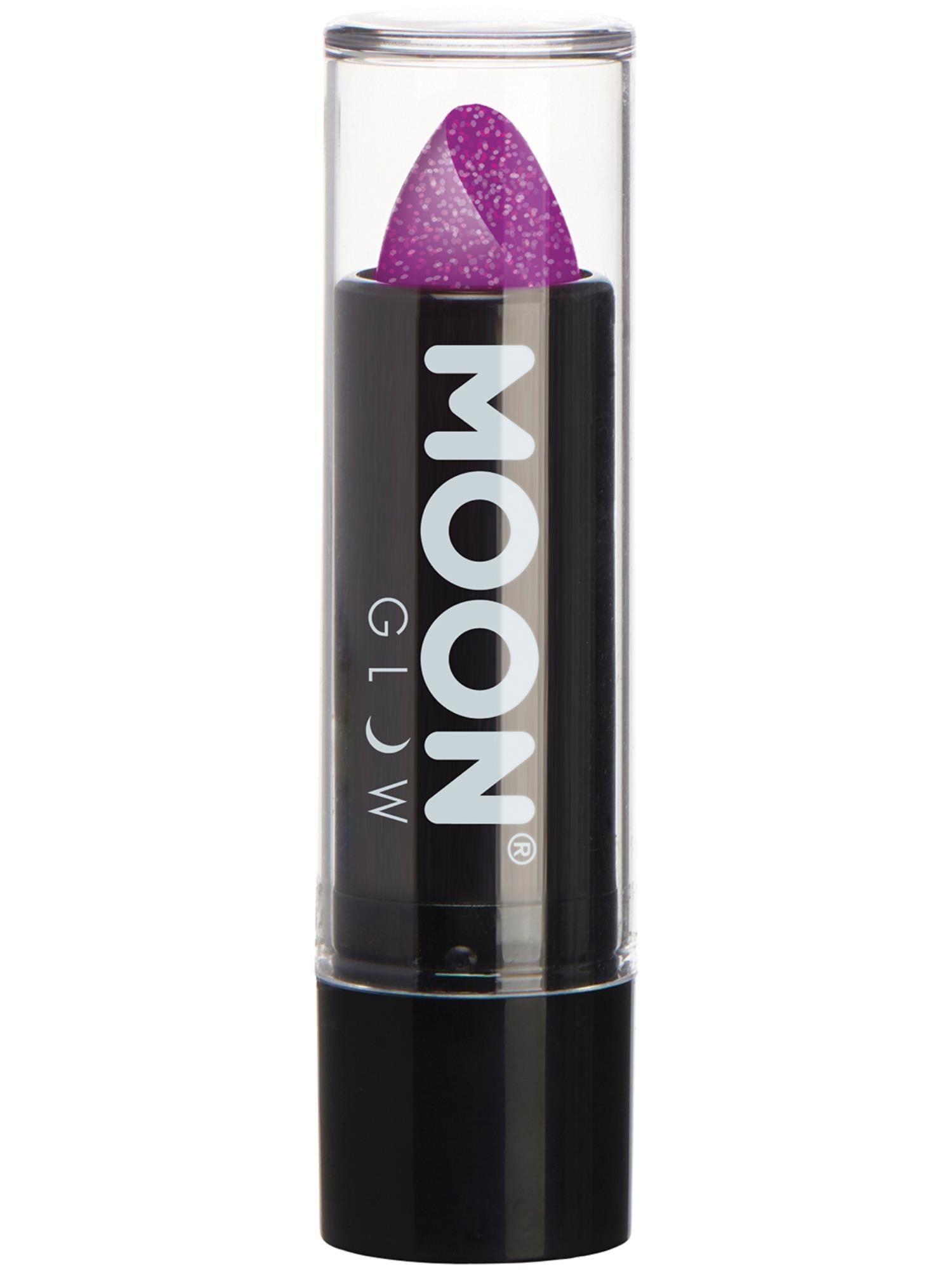 Moon Creations Glow Neon UV Glitter Lipstick, Purple, 4.2g Single