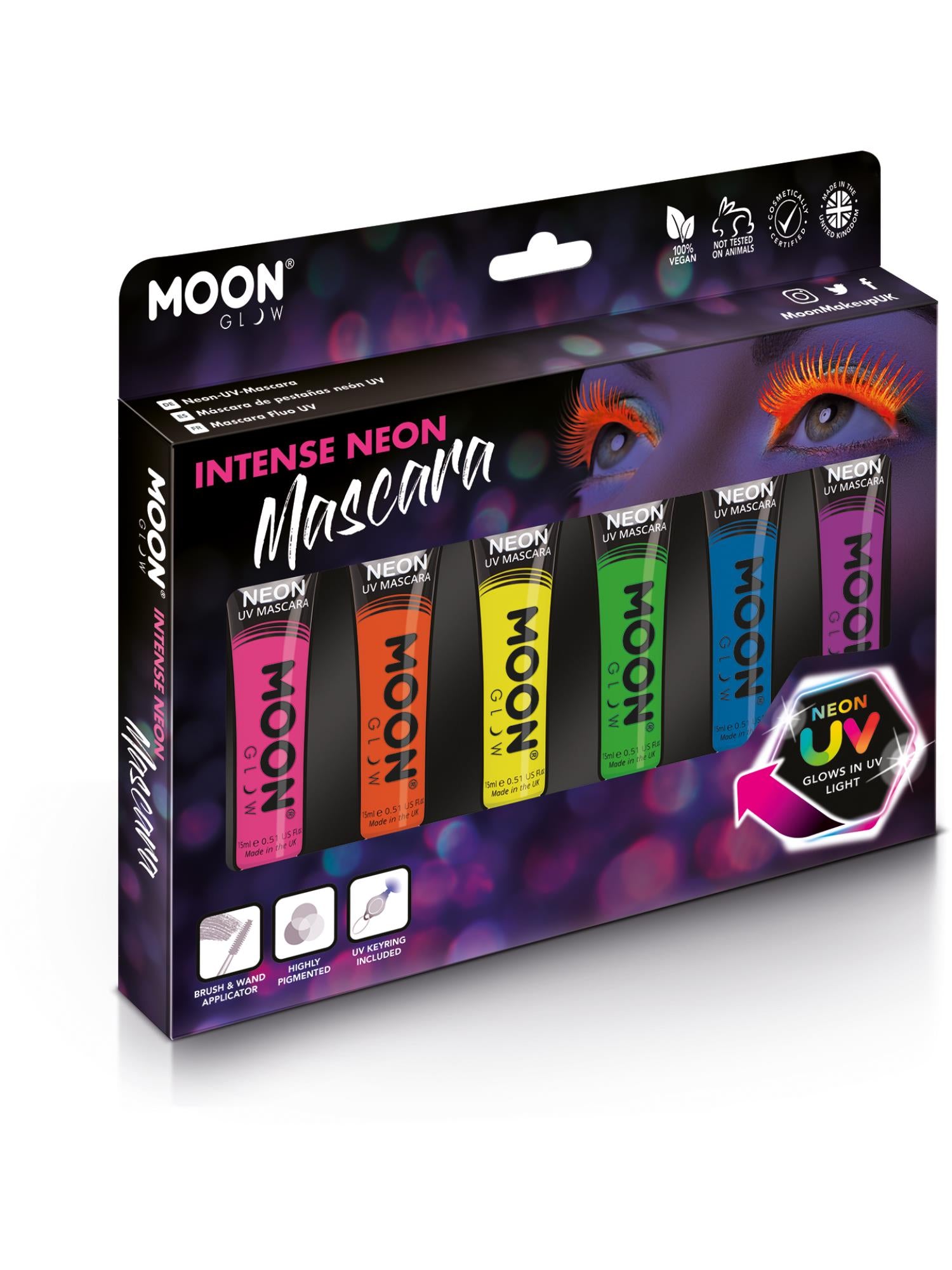 Moon Creations Glow Intense Neon UV Mascara, Assorted, Boxset, 15ml