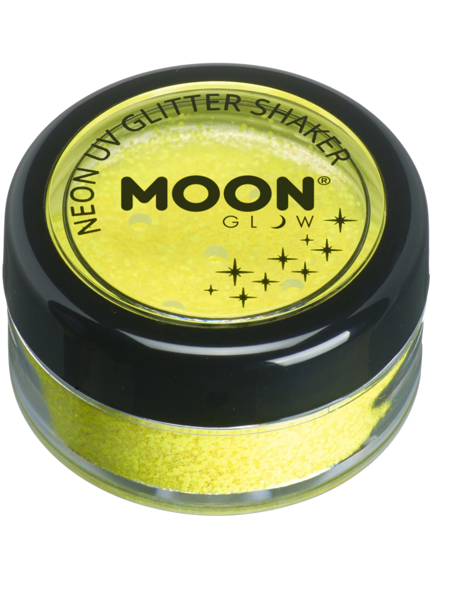 Moon Creations Glow Neon UV Glitter Shaker, Yellow, 5g Single