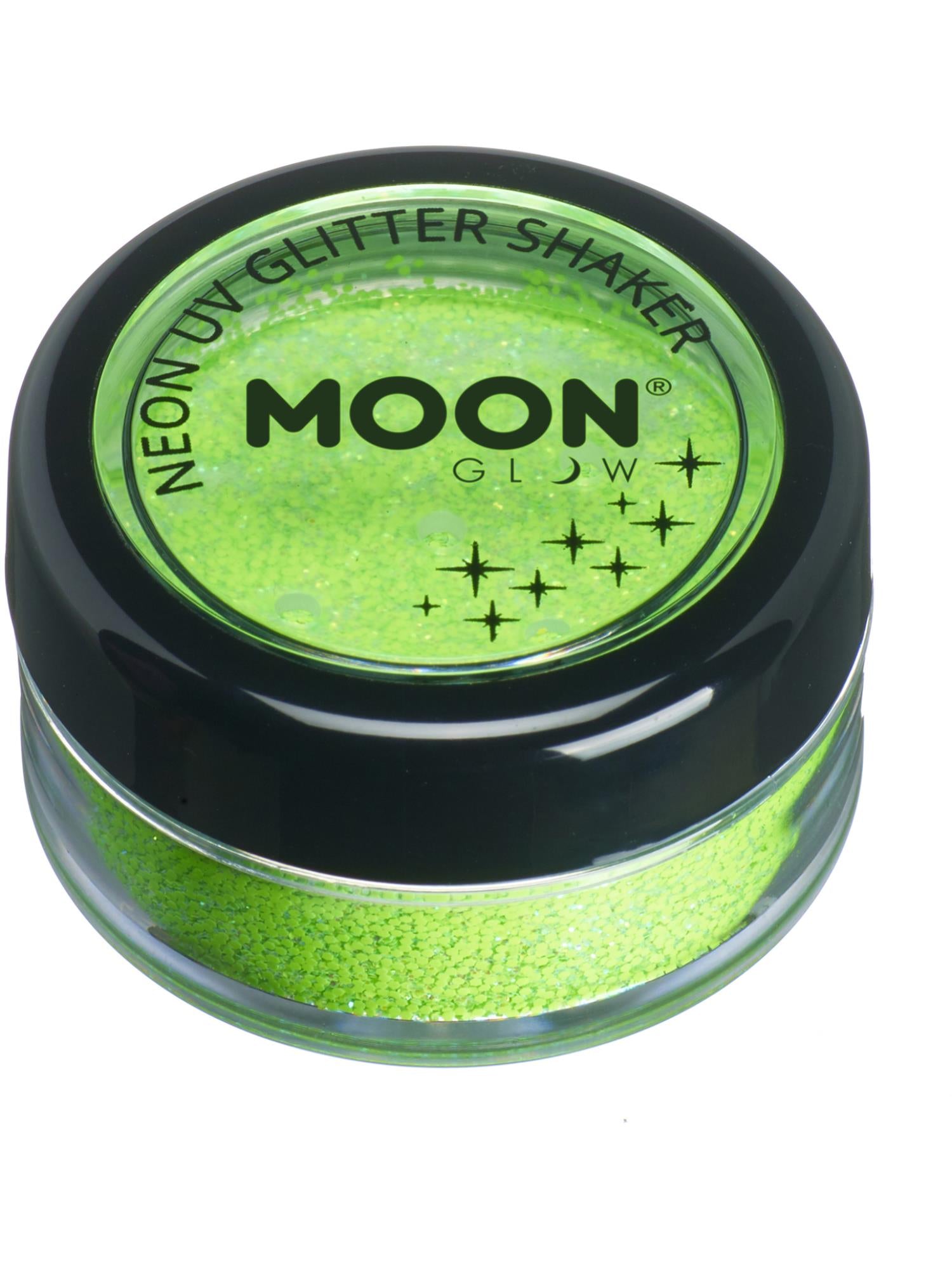 Moon Creations Glow Neon UV Glitter Shaker, Green, 5g Single