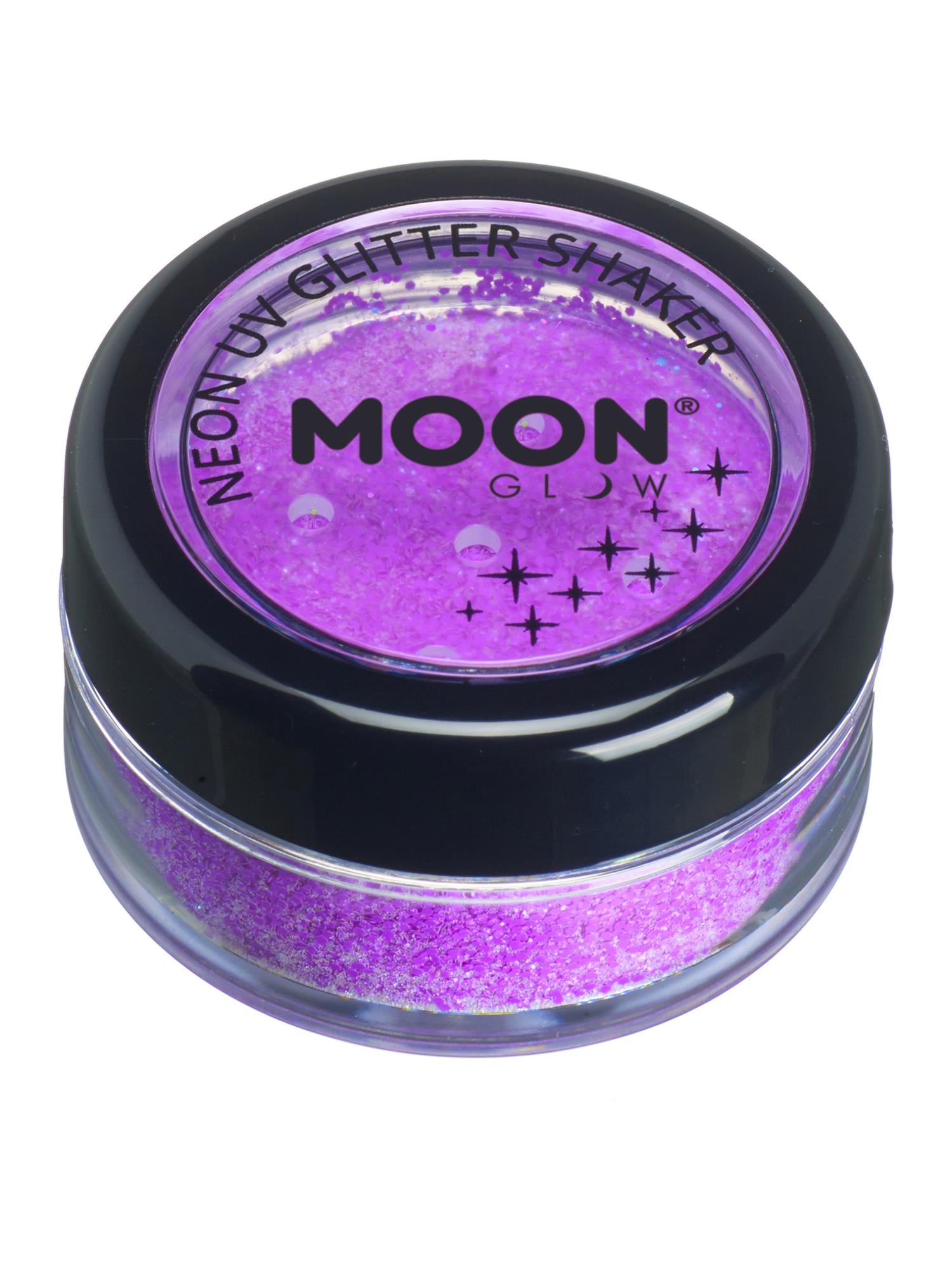 Moon Creations Glow Neon UV Glitter Shaker, Purple, 5g Single