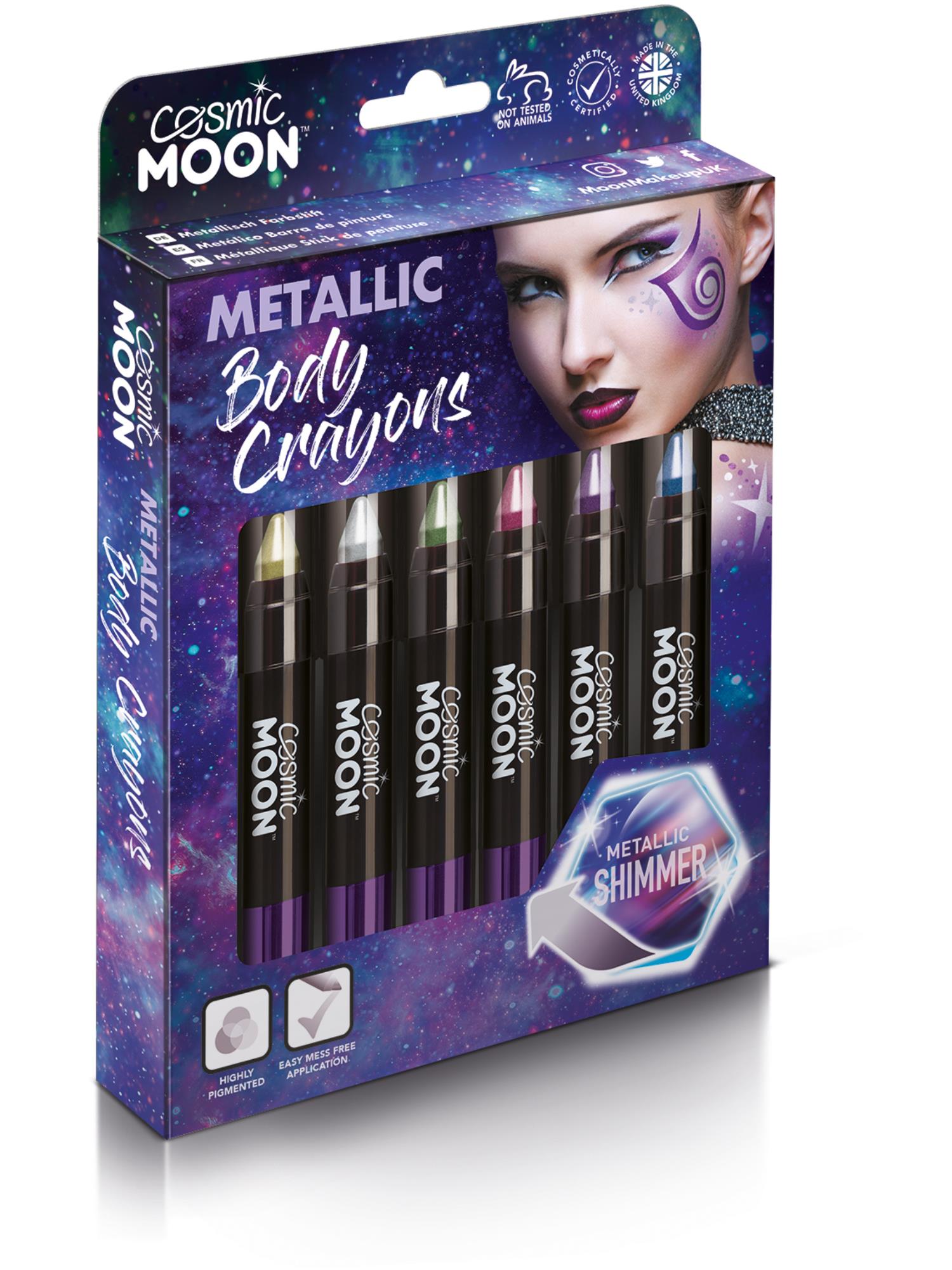 Cosmic Moon Creations Metallic Body Crayons, Assorted, Boxset, 3.2g
