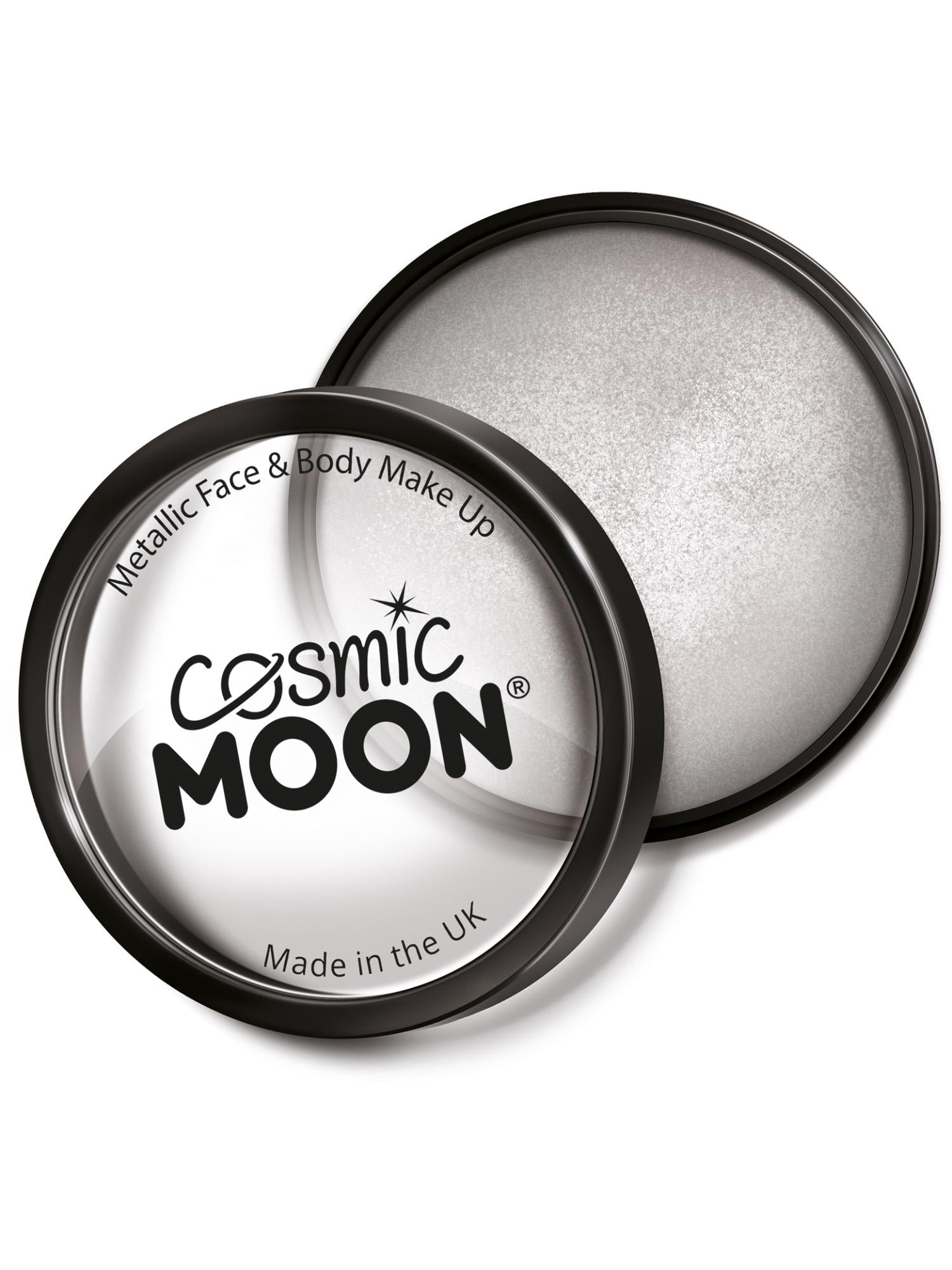 Cosmic Moon Creations Metallic Pro Face Paint Cake Pots, Sil, Single, 36g